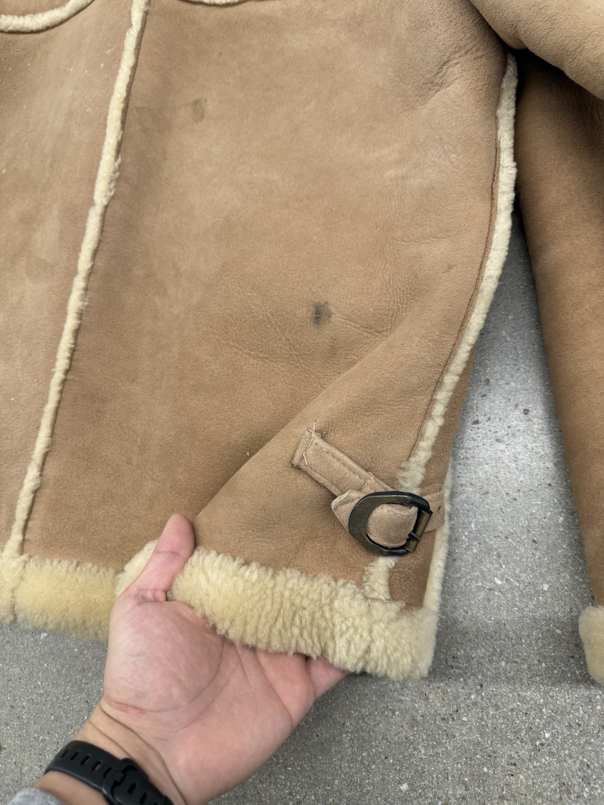 Vintage 1950s Women’s Wool Fleece Lined Brown Suede Leather Jacket
