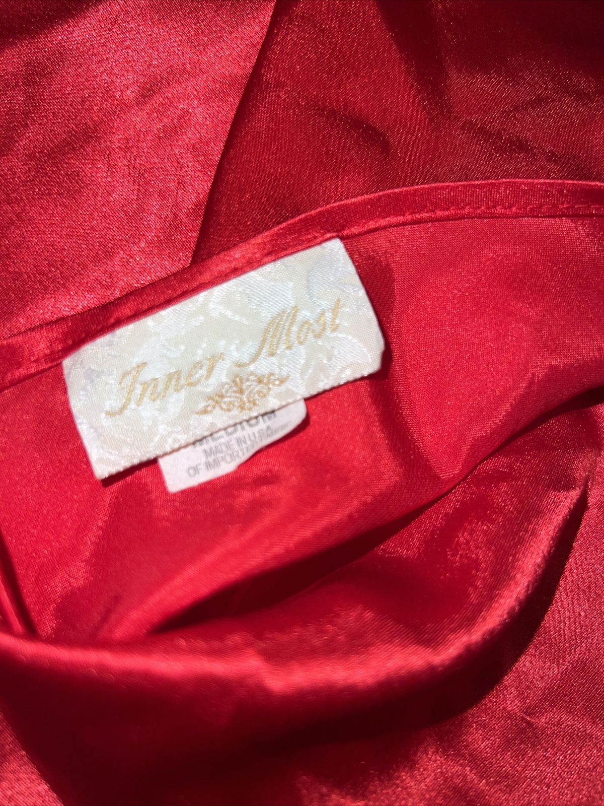 Vintage Inner Most Lingerie Silky Gown Lipstick Red Short Slip Dress Size M USA