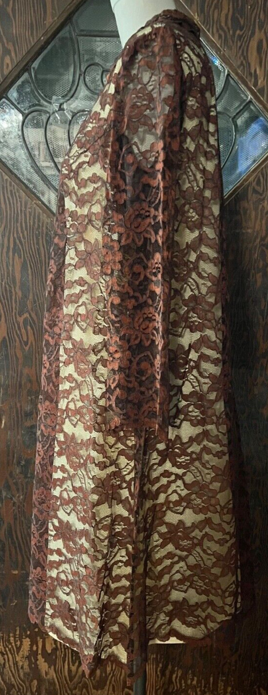 Vintage Brown Lace Dress With Buttons And Zipper In Front