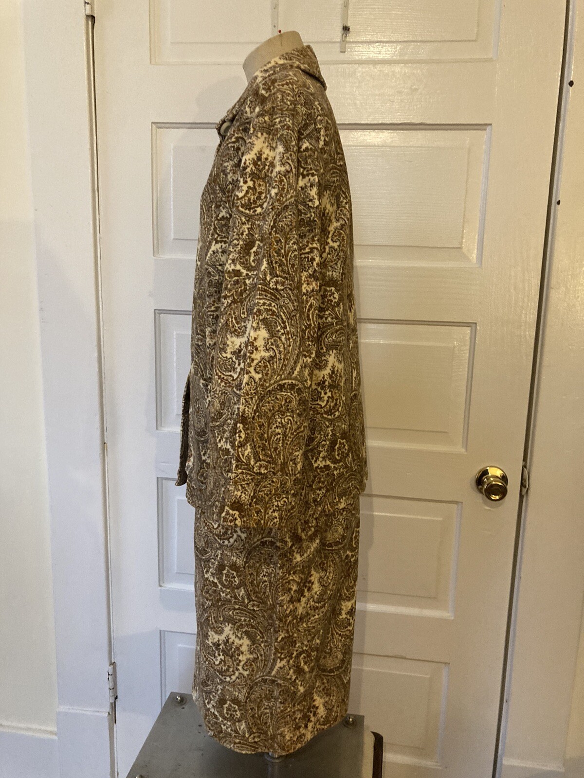Vintage Set 1970s Corduroy Jacket & Skirt Paisley Handmade Costume Suit