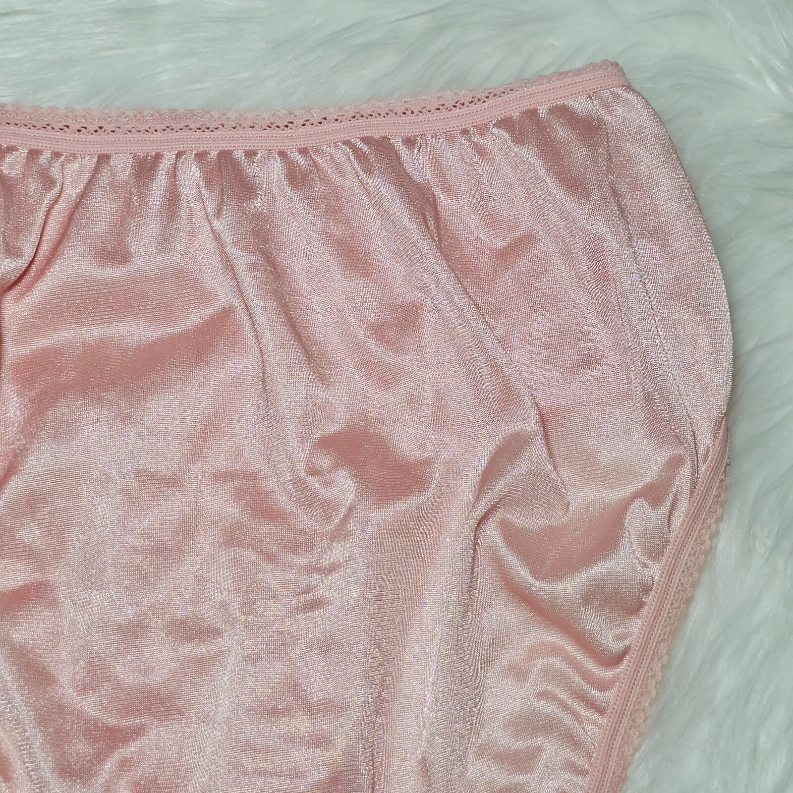 Vintage Silky Peach Panty 100% Nylon Sissy Sheer Brief Size 6-7 Hip 35-39″