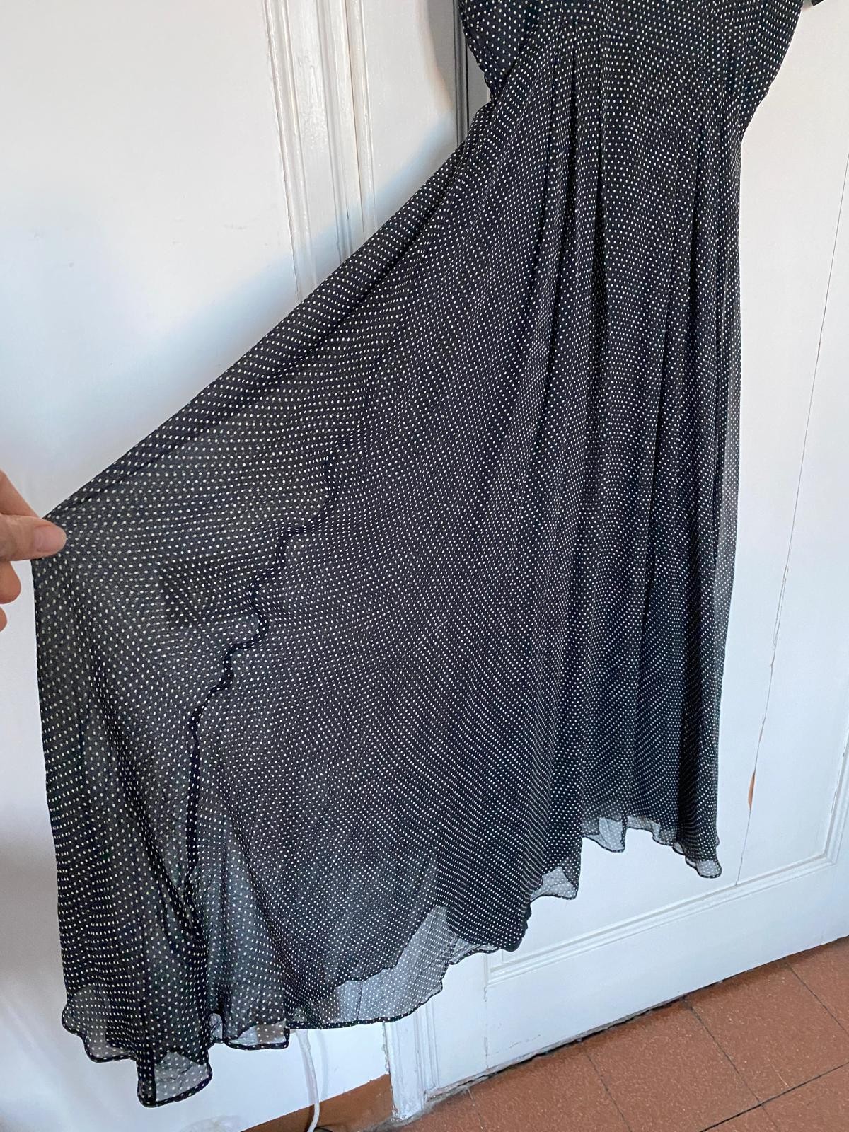 Nancy Johnson Vintage Silk Polka Dot Voile Long Dress Size 44