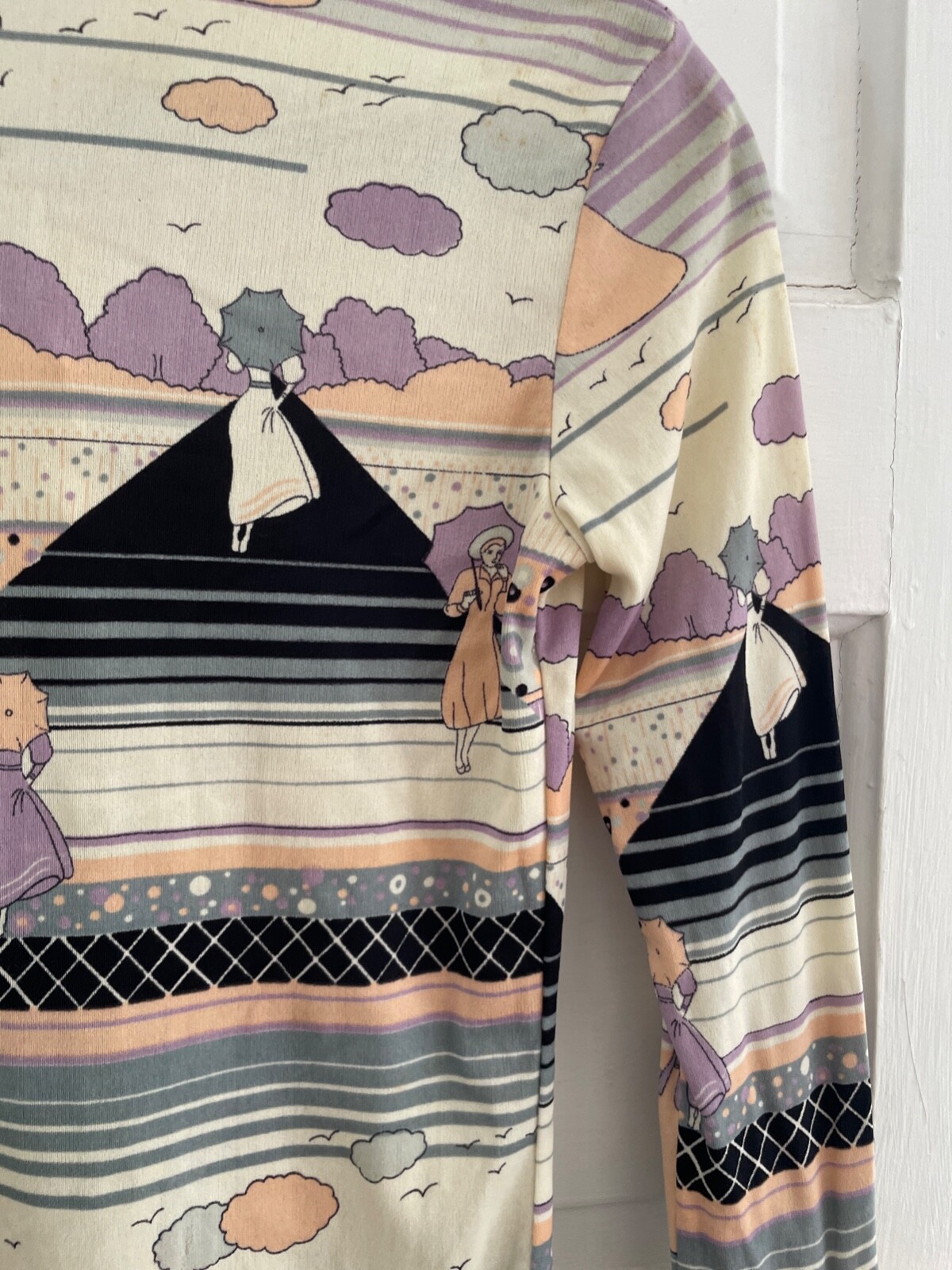 Vintage You Babes 1970s Button-Up Long Sleeve Blouse Juniors X-Small Polyester
