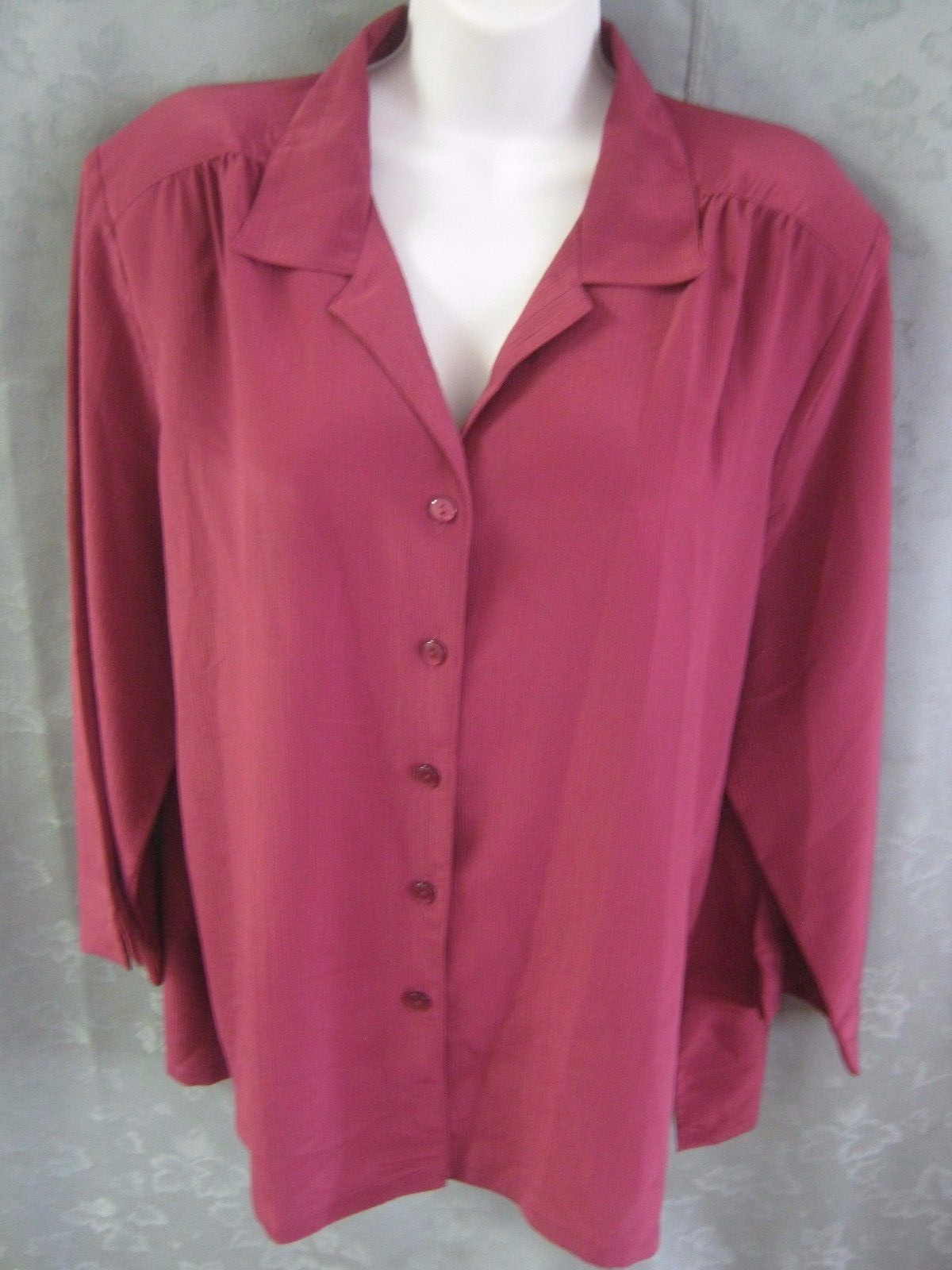 Vintage DonKenny Shirt Size XL Textured 3/4 Sleeve Berry Pink