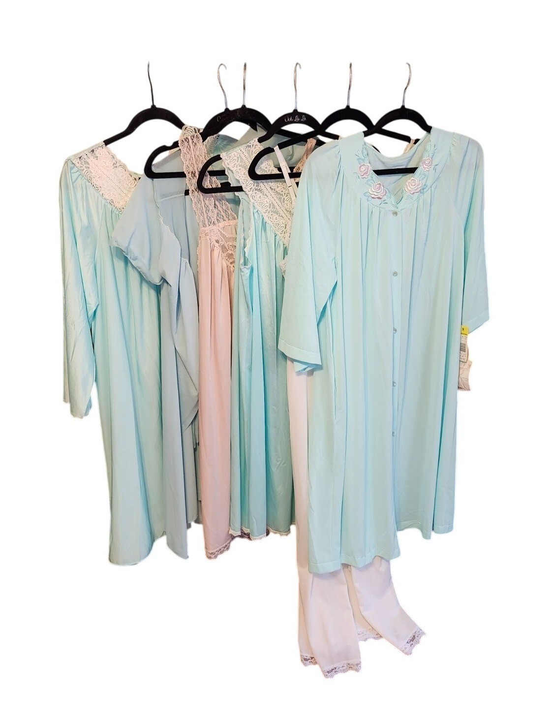 Vintage Shadowline & More Lingerie 6 Pc Sea Foam Lace Details New & Pre-Owned