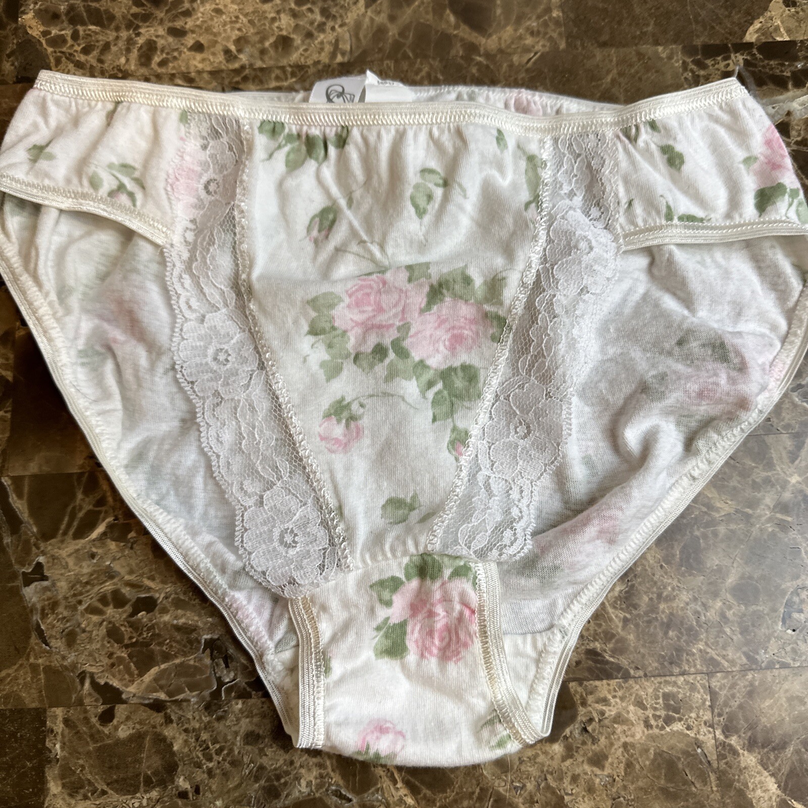 NWOT VTG 80s 90s Floral Coquette Sissy Bikini string lacy panties Kawaii Sz M!!