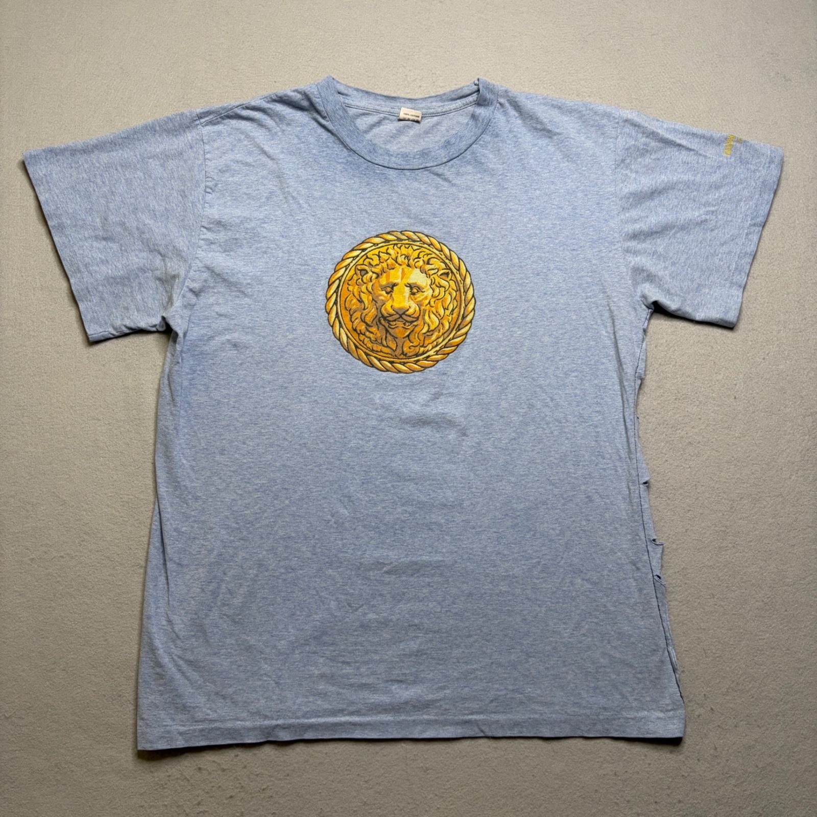 Gianni Versace T-Shirt Women Medium Blue Profumi Lion Medallion Vintage Italy