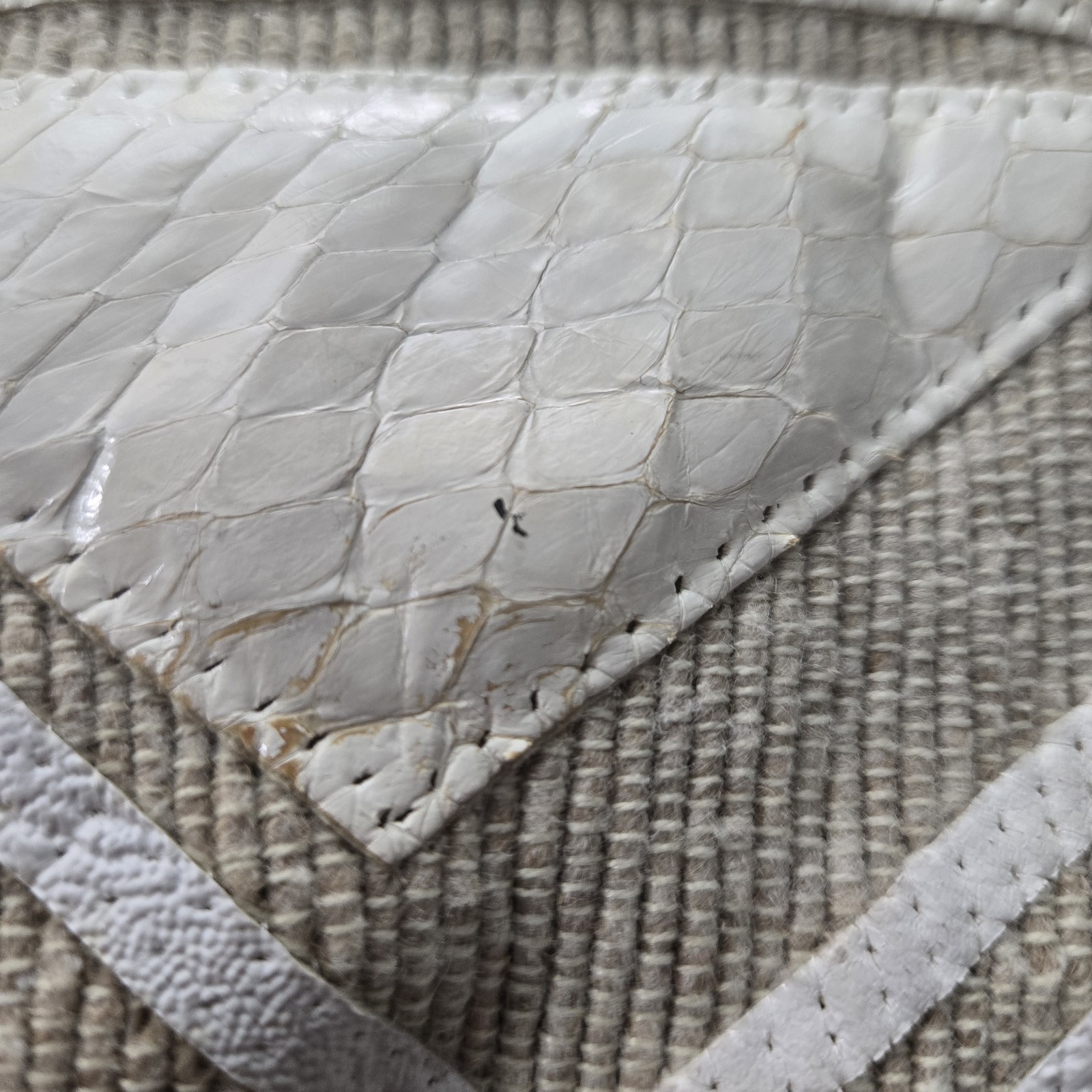 Vintage Greg Adams Neutral Patchwork Geometric Clutch Handbag Tan Cream Rare
