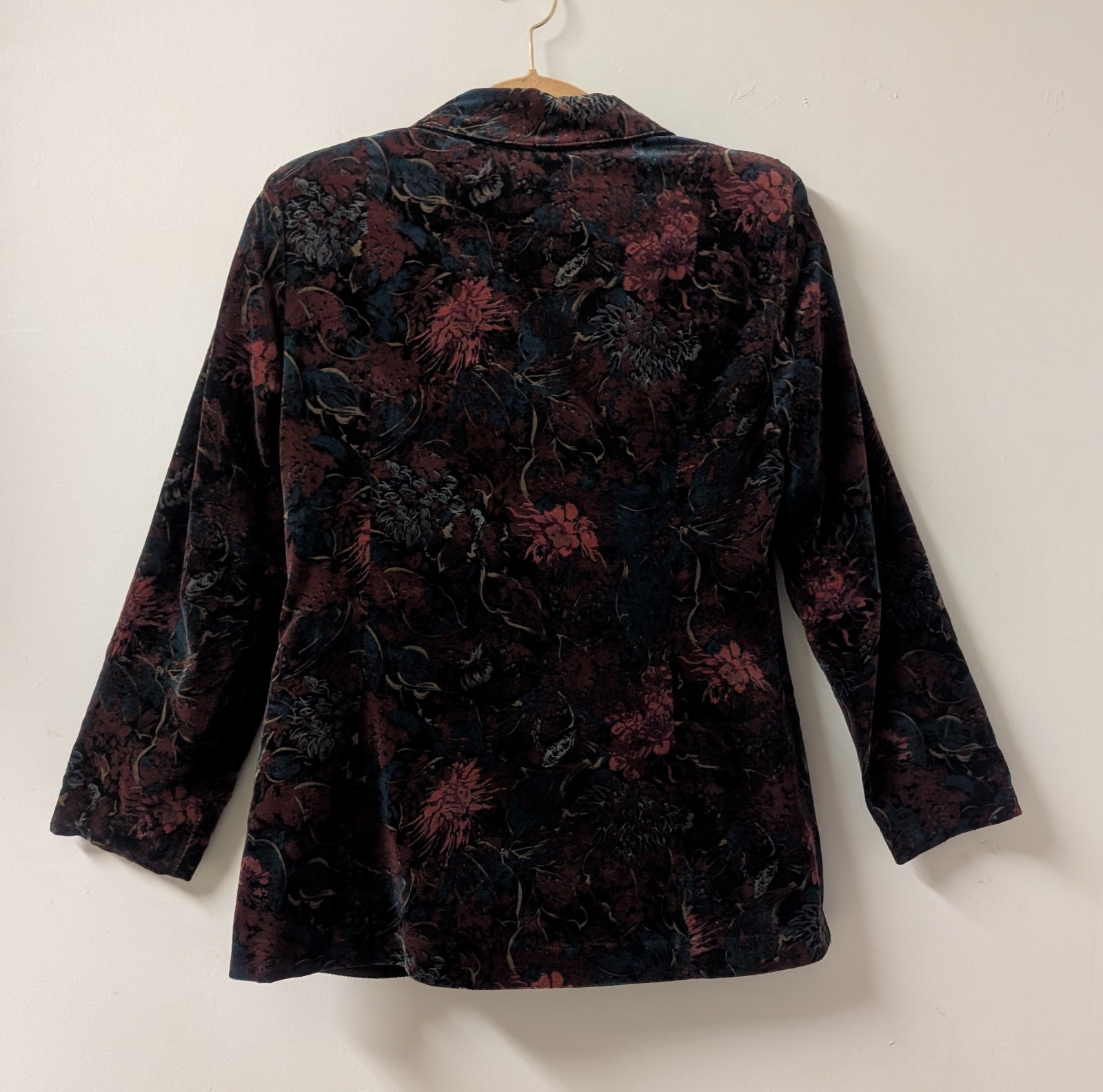 Vintage 70’s Campus Casuals Velvet Burgundy Floral Witchy Blazer Jacket S