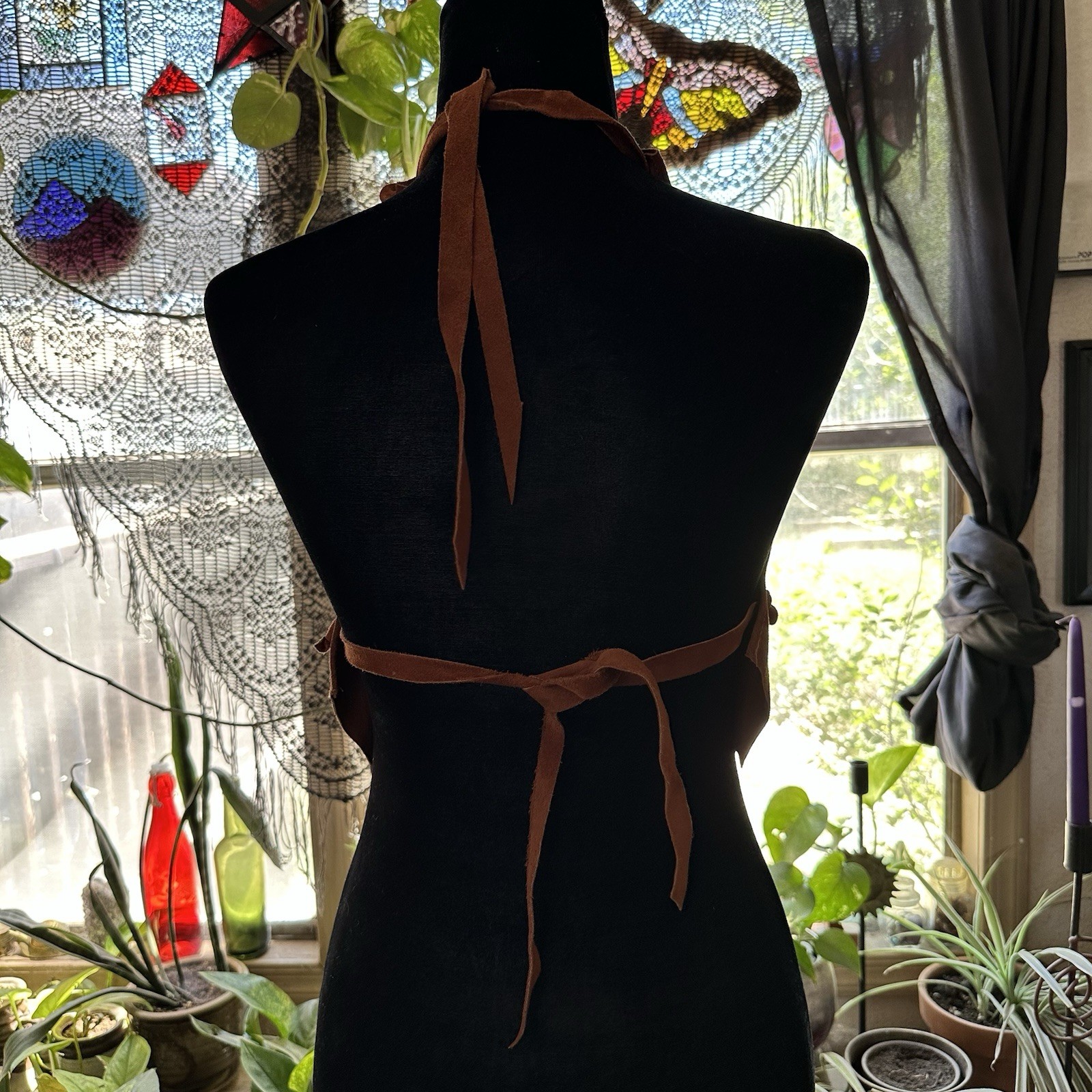 Vintage 70’s NWOT Deadstock Rust Brown Suede Halter Top. Small. Boho. Festival.