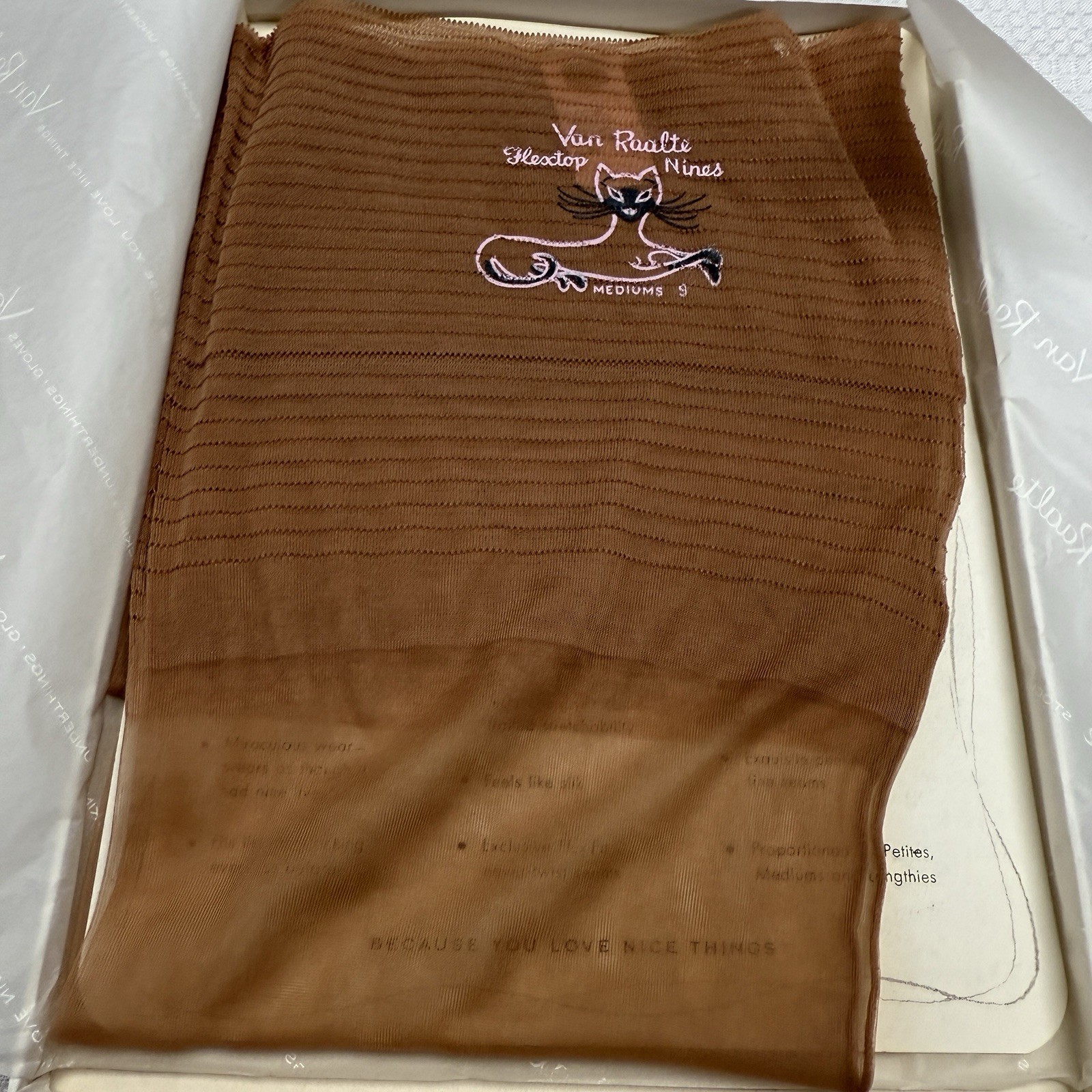 Vtg 50s VAN RAALTE Nines Highlight 9M Nylon Hose Stockings Seam New 1 Box