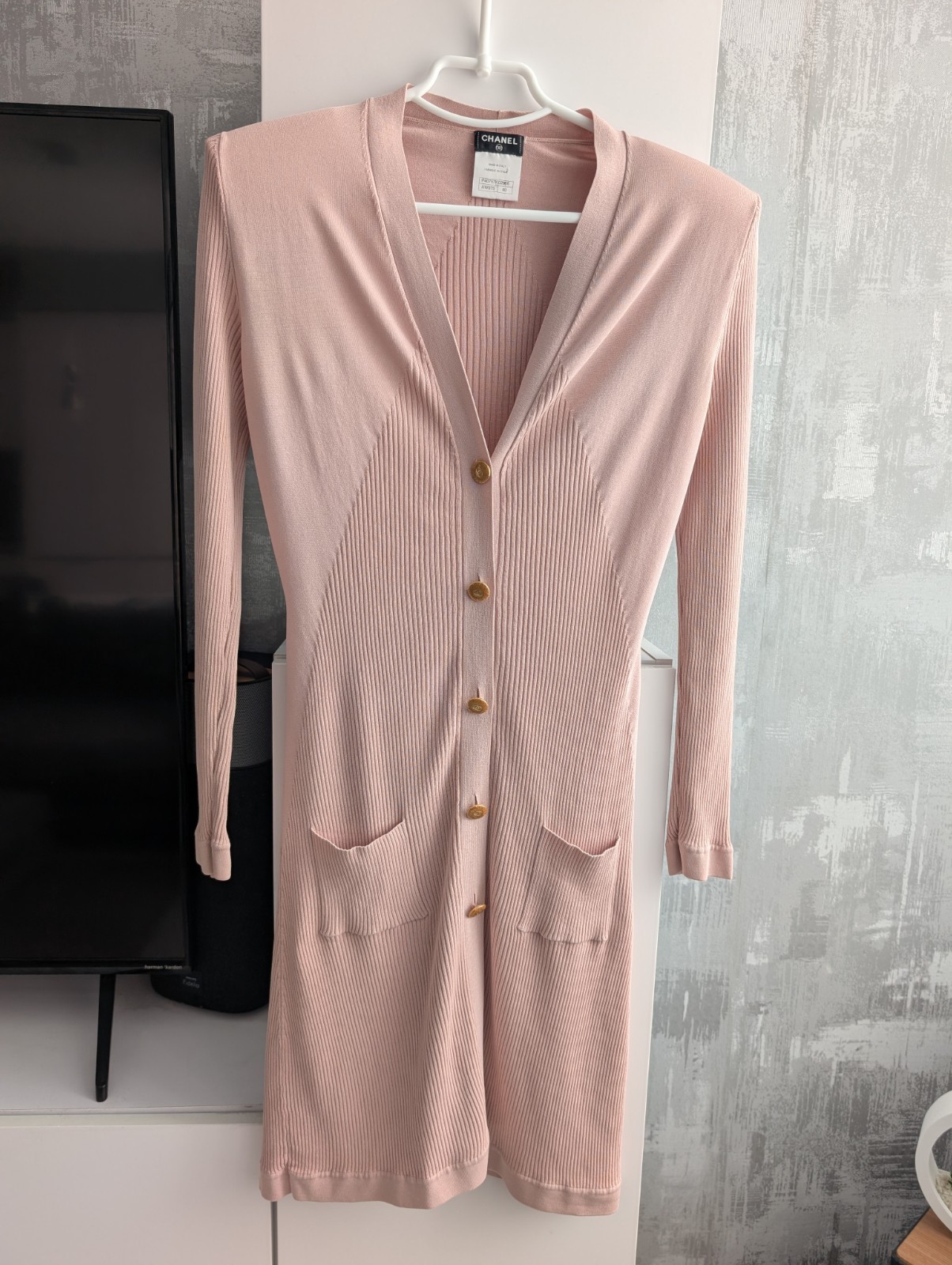 Chanel CC Button Cotton Silk Knit Long Sleeves Cardigan Sweater Jacket Jumper 40