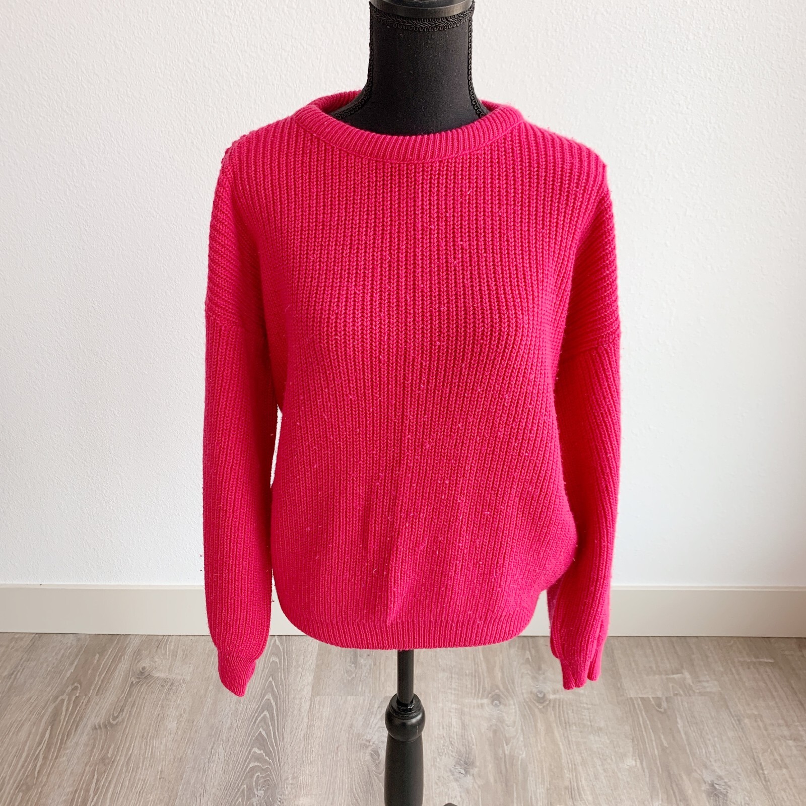 Vintage 80s Croquet Club Pink Crew Knit Sweater Women Medium Large
