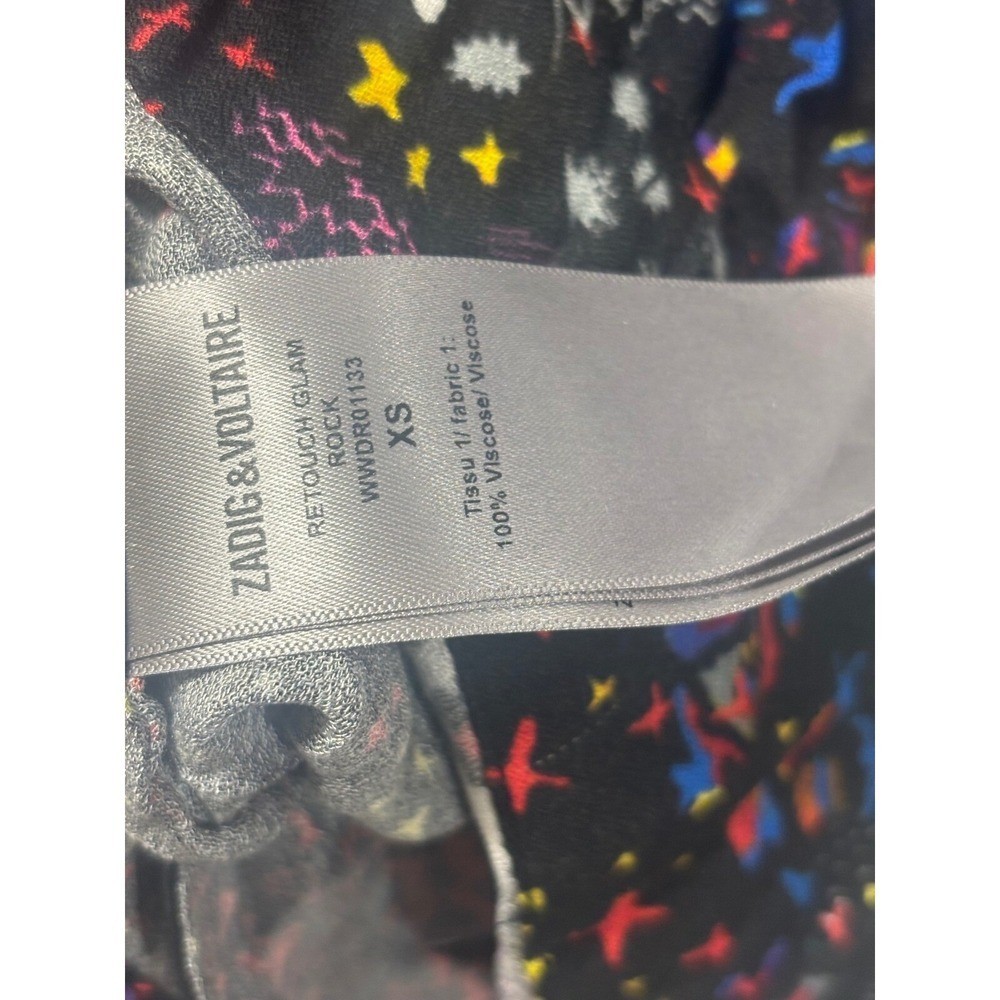Zadig & Voltaire NWT Retouch Glam Rock Mini Dress Black/Multi Color XS MSRP $498
