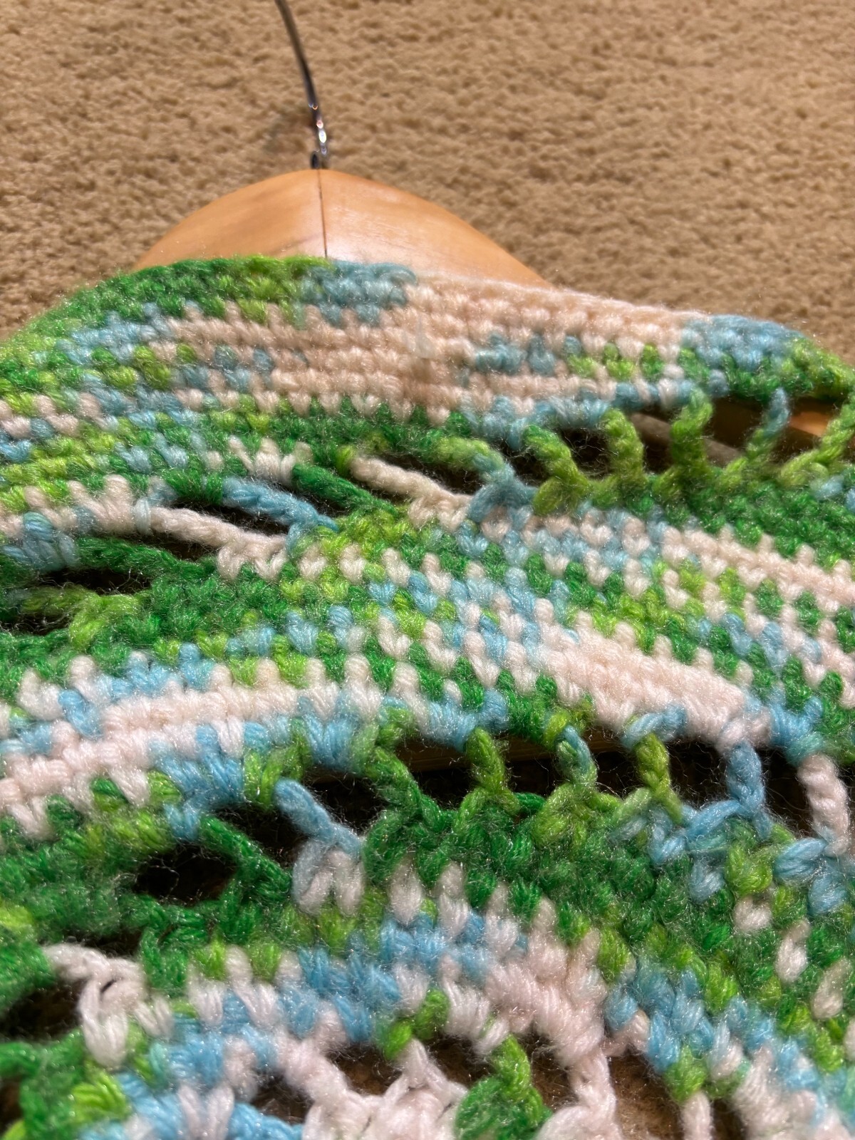 Tie Dye Knit Crochet Fringed Shawl Wrap Poncho Festival Cape Sweater Hippy Green