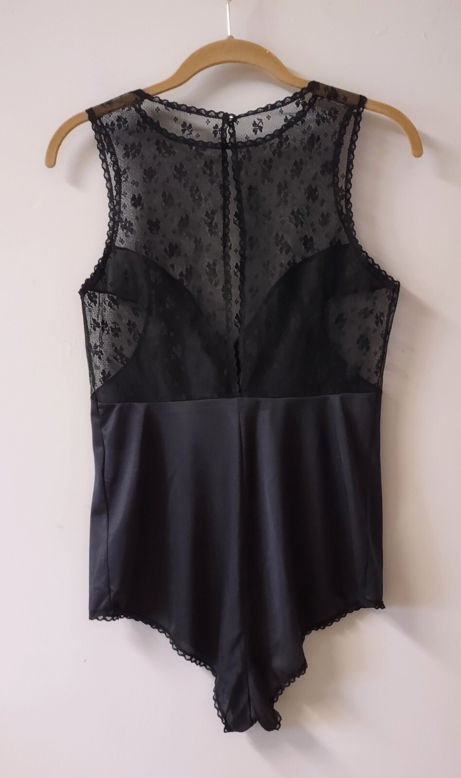 Vintage Jolie Two Black Nylon Sheer Lace Floral Step In Teddy S