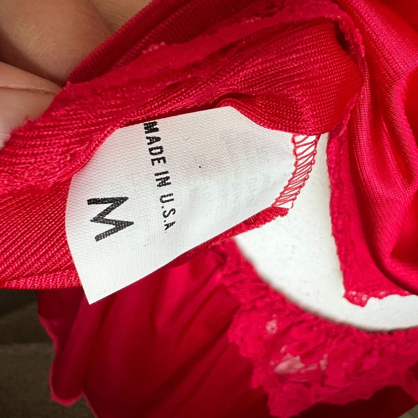 Vintage red satin lace bedroom set shorts top coquette chic 100% nylon medium