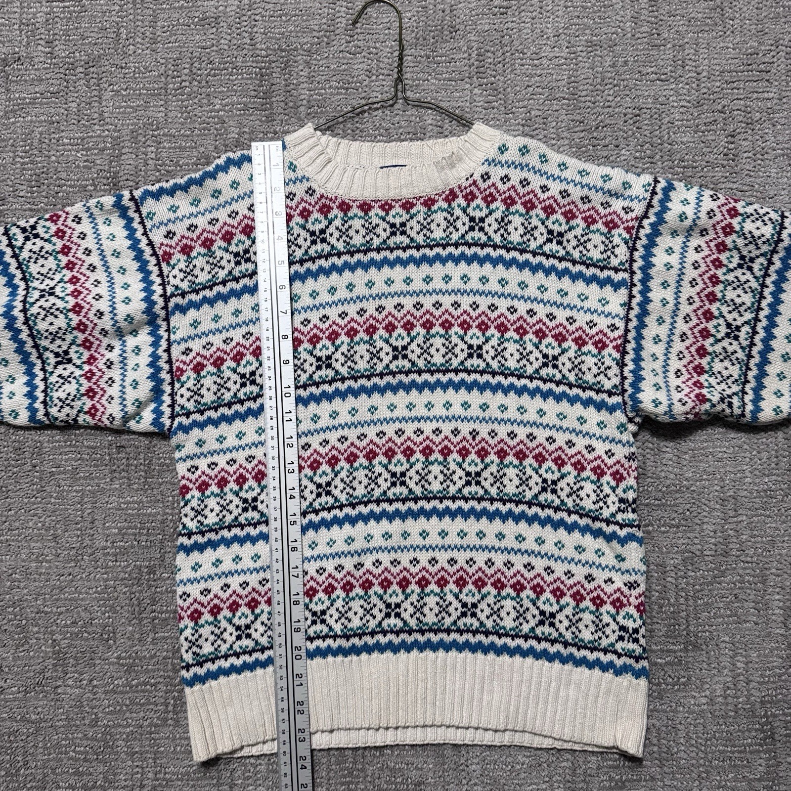 Vintage Tommy Hilfiger Knit Sweater Women’s Small White Striped Design Christmas