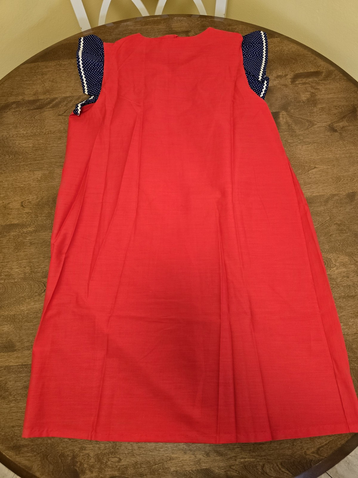 Vtg 1960/70 Renee Red White Blue 1/2 Zip Front Prockets House Dress Large NWOT