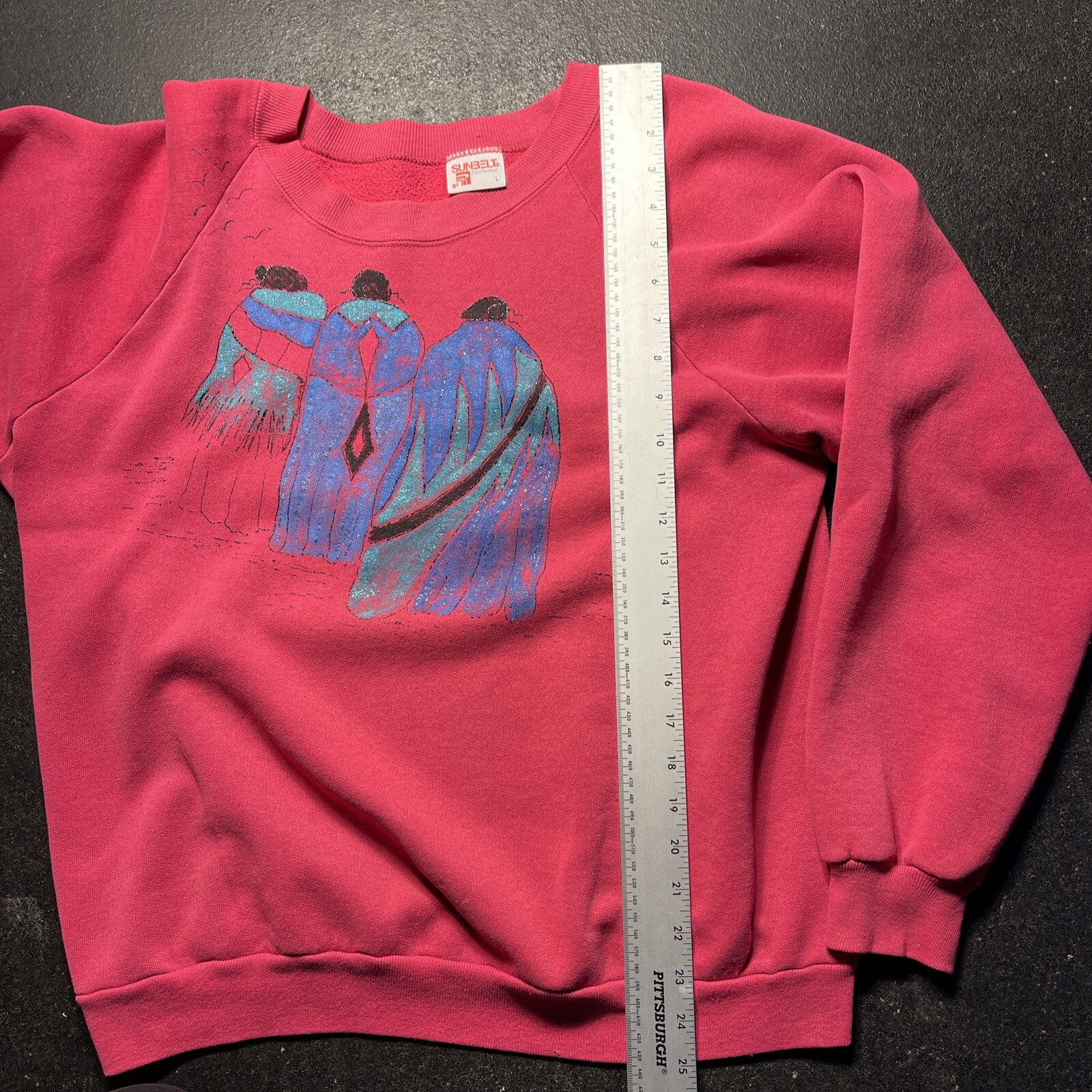 Vintage 80s Sunbelt Sportswear Size Large Pink Raglan Sweatshirt One Of One Vtg
