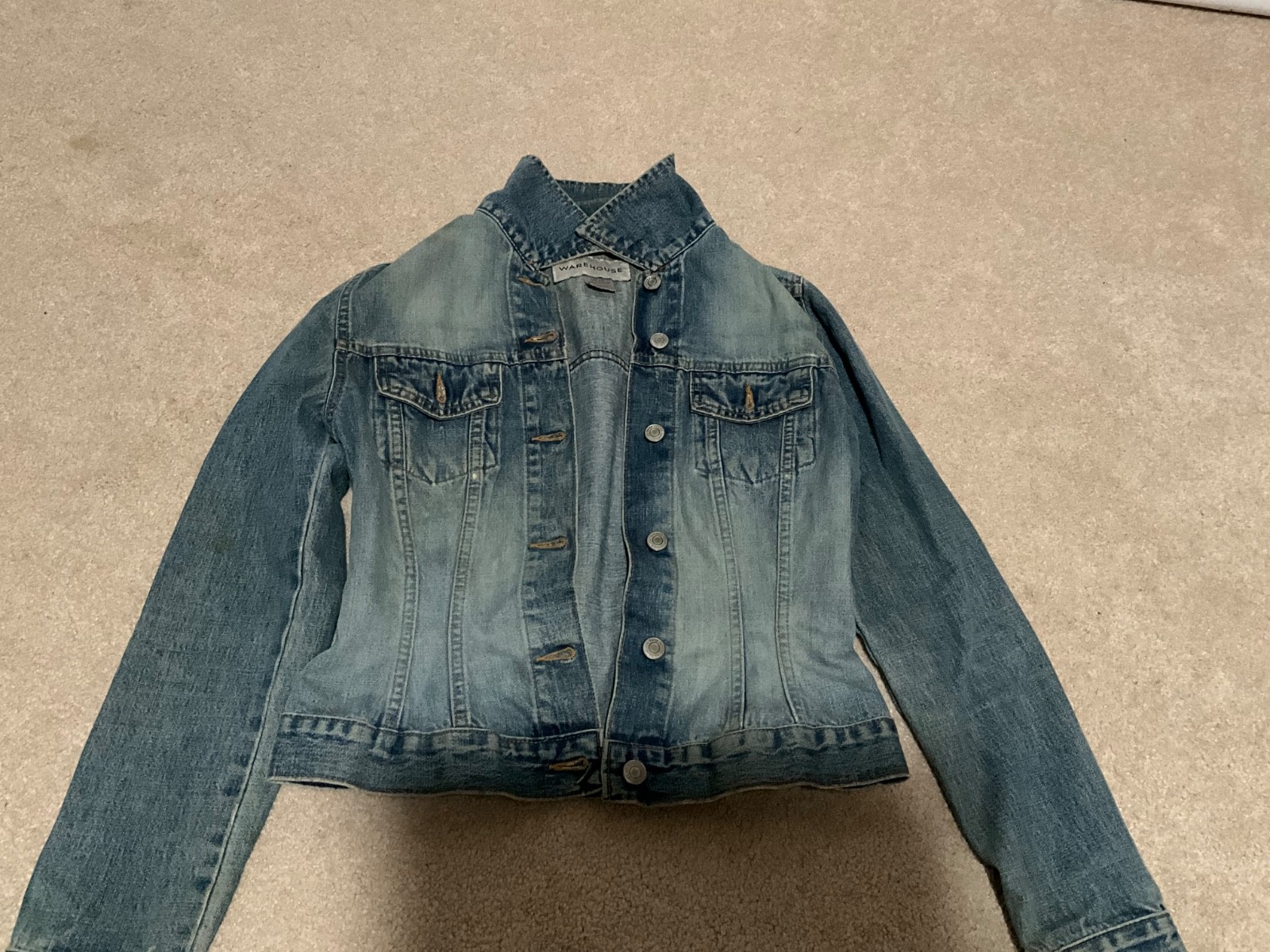 Warehouse British Vintage Cute Jean Jacket – Blue wash, Size US 6, UK 10