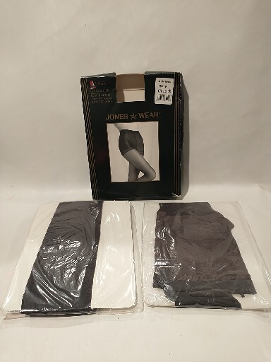 2 Pair Jones Wear Womens Pantyhose Size B BLACK Lycra Sheer Control Top Hosiery