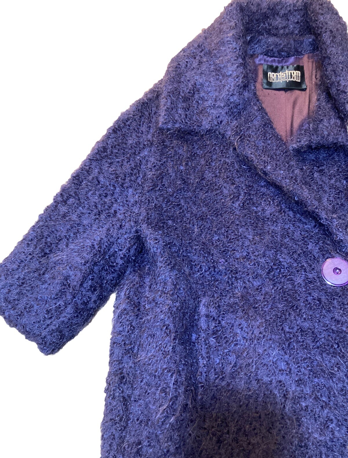 Vntg 1960’s Monte Sano Pruzan Mohair Cocoon Coat Nordstrom Plum Purple Wool M L