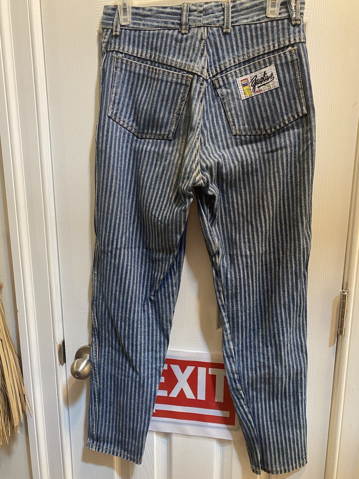 VTG 1980s High Waisted Striped GASOLINE JEANS | Paris, France | 100% Cotton | 28