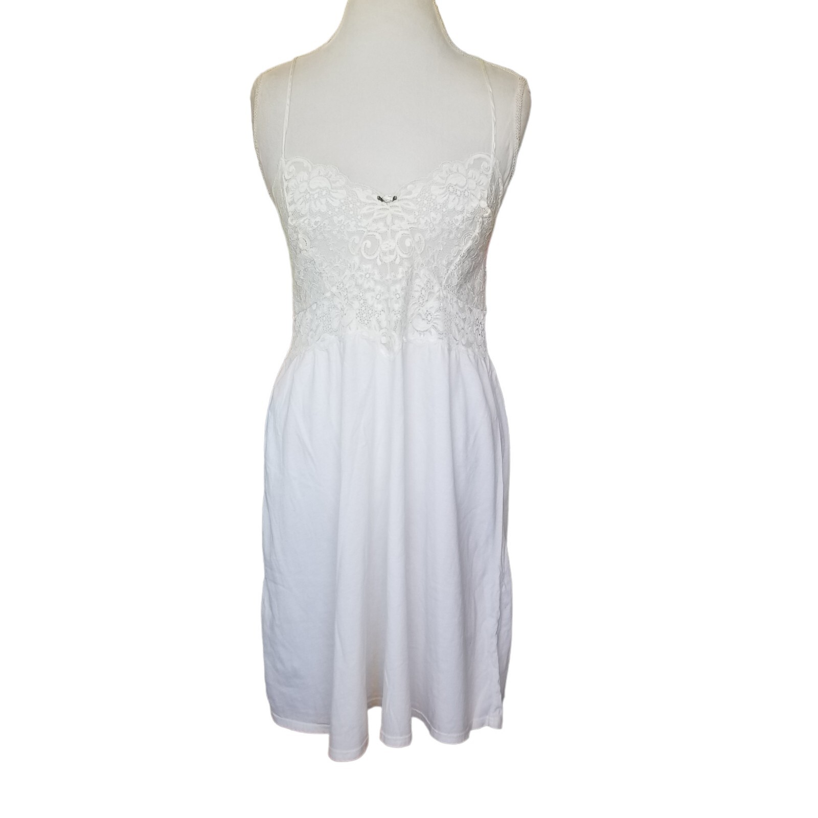 Vintage Y2K Victoria Secret Cream White Lace Slip Nightie Pajamas Negligee LG