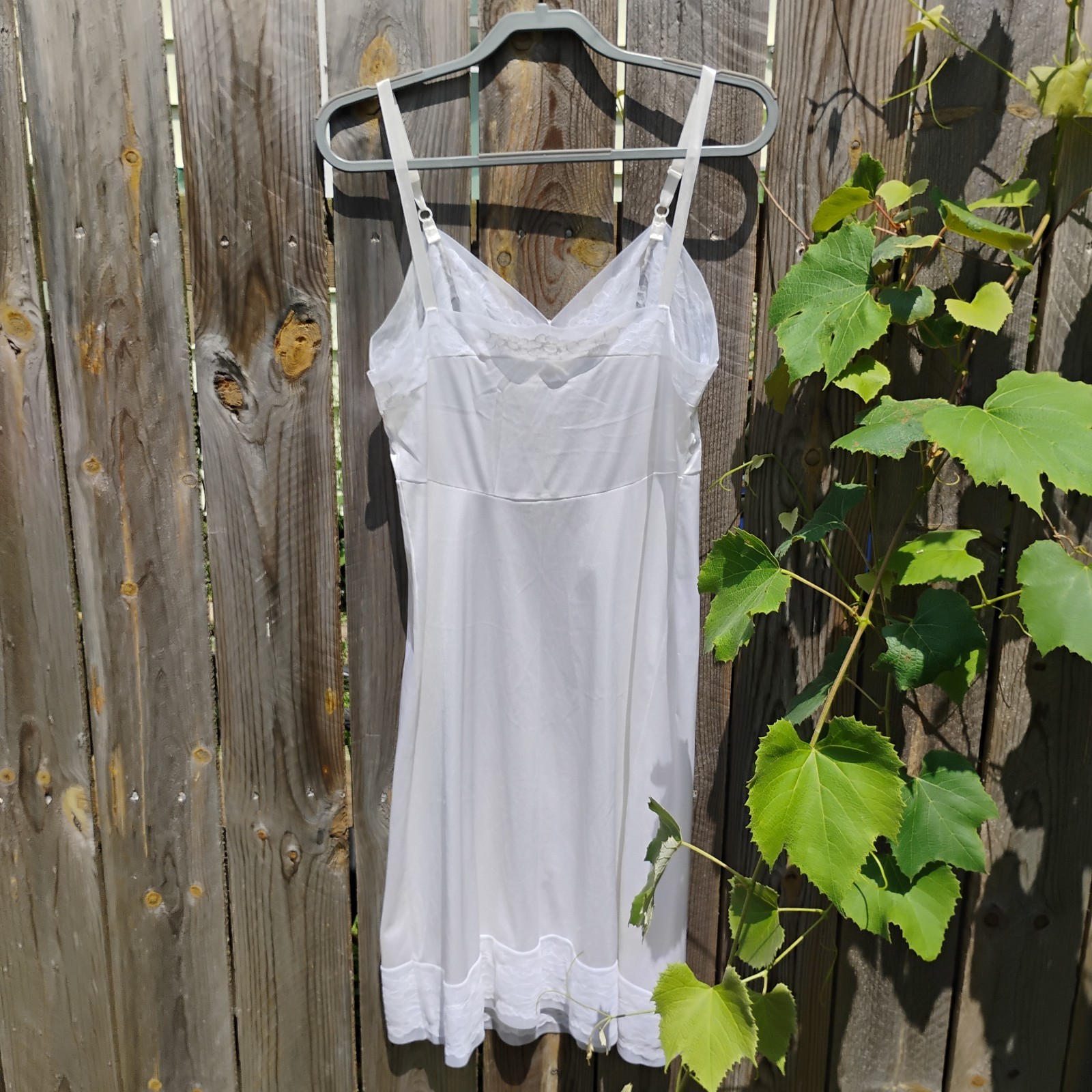 Vintage Sears Sheer White Lace Full Slip Dress Size 38 Medium Midi Length USA