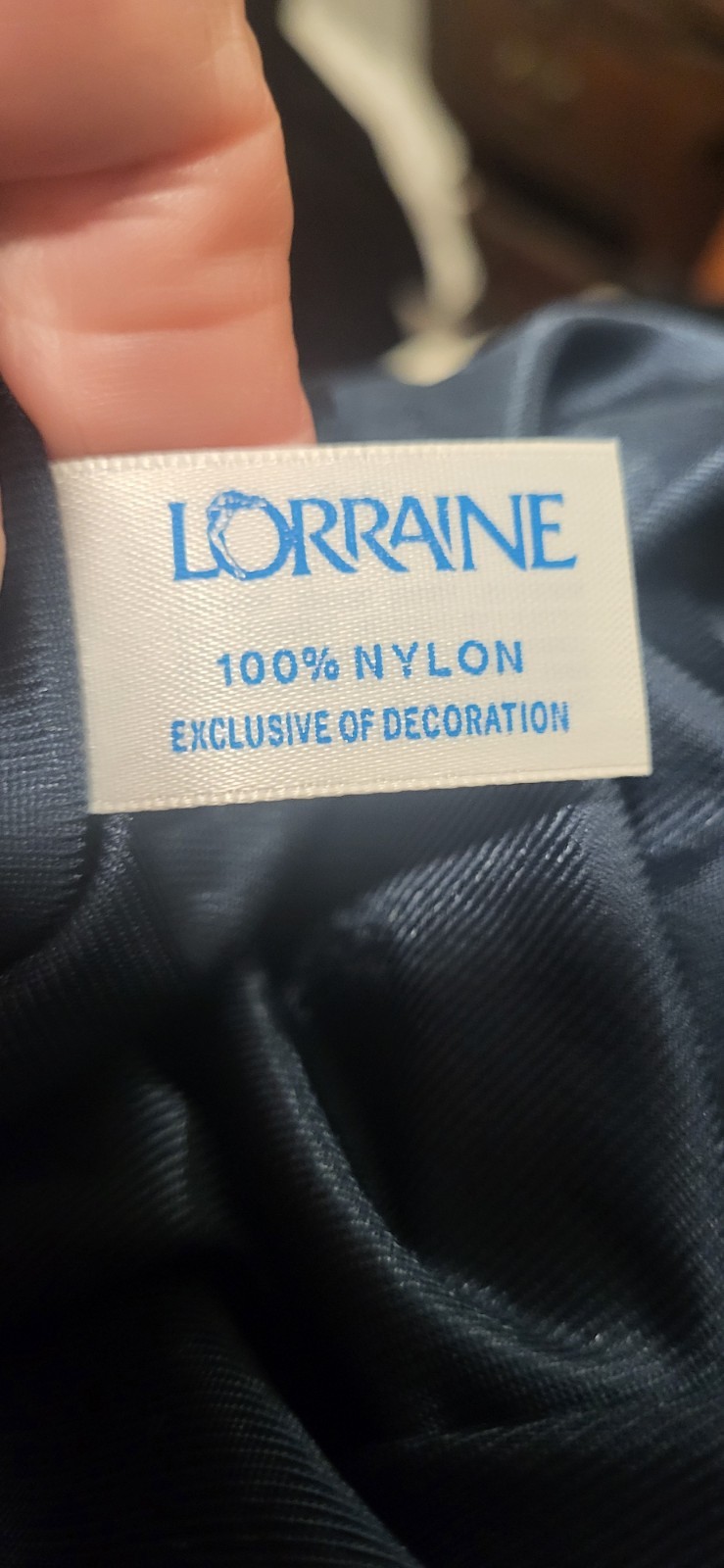 Vintage Lorraine Navy Blue & Lace Trim Full Slip Lingerie Dress 36