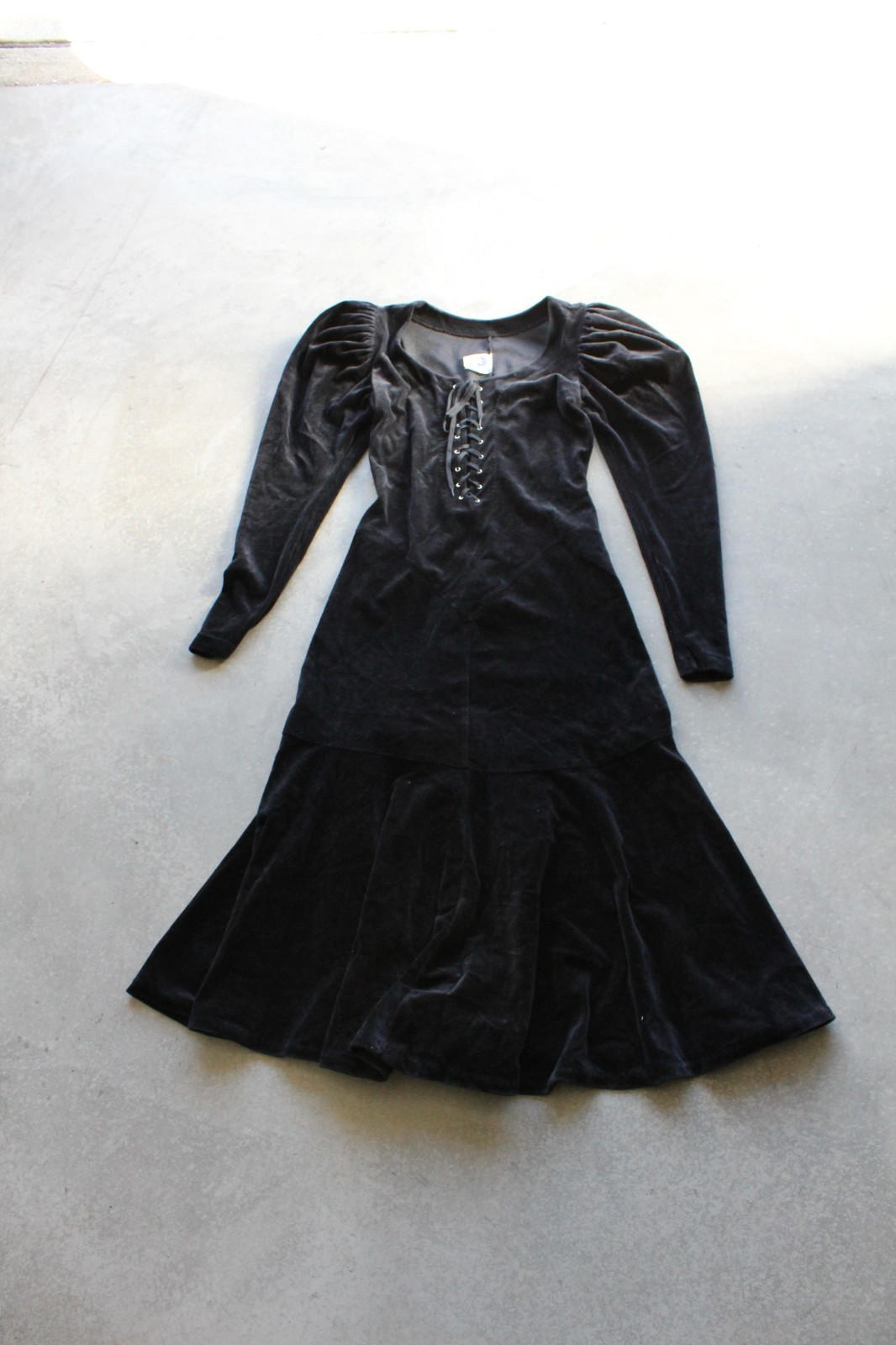 Vintage 80s Betsey Johnson M Punk Label Dress Corset Velvet Mutton Sleeve NWOT