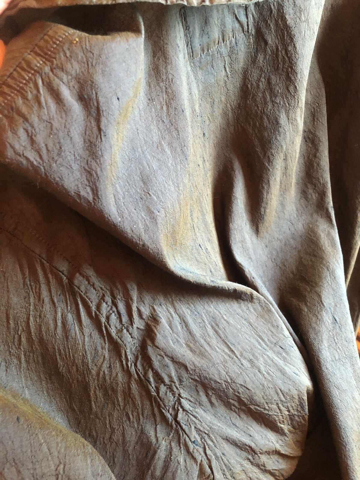 vintage 90s jacket FLAX by Jeanne Engelhart olive silk iridescent lagenlook top
