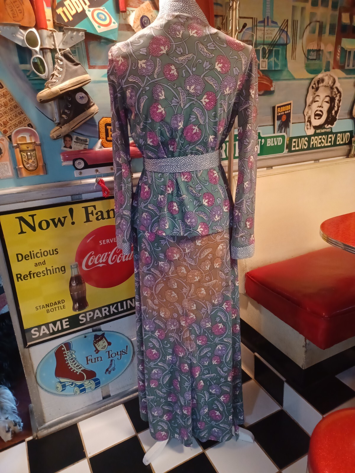 Vintage Mid-century 1970s Two-piece Maxi Dress With Jacket **FLAWS** MCM Mod