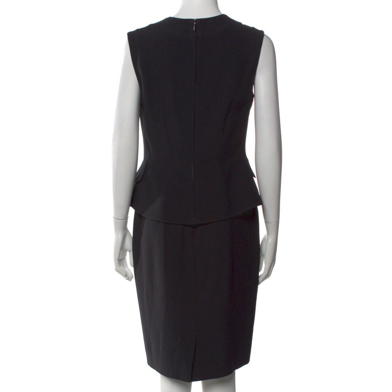 Alexander McQueen black Peplum Sleeveless Sheath lapel Mini Dress