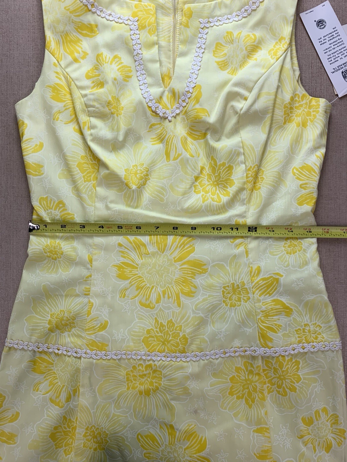 Vintage 1970s NWT Springmaid Yellow Floral High Neck Mini Sundress Size 8