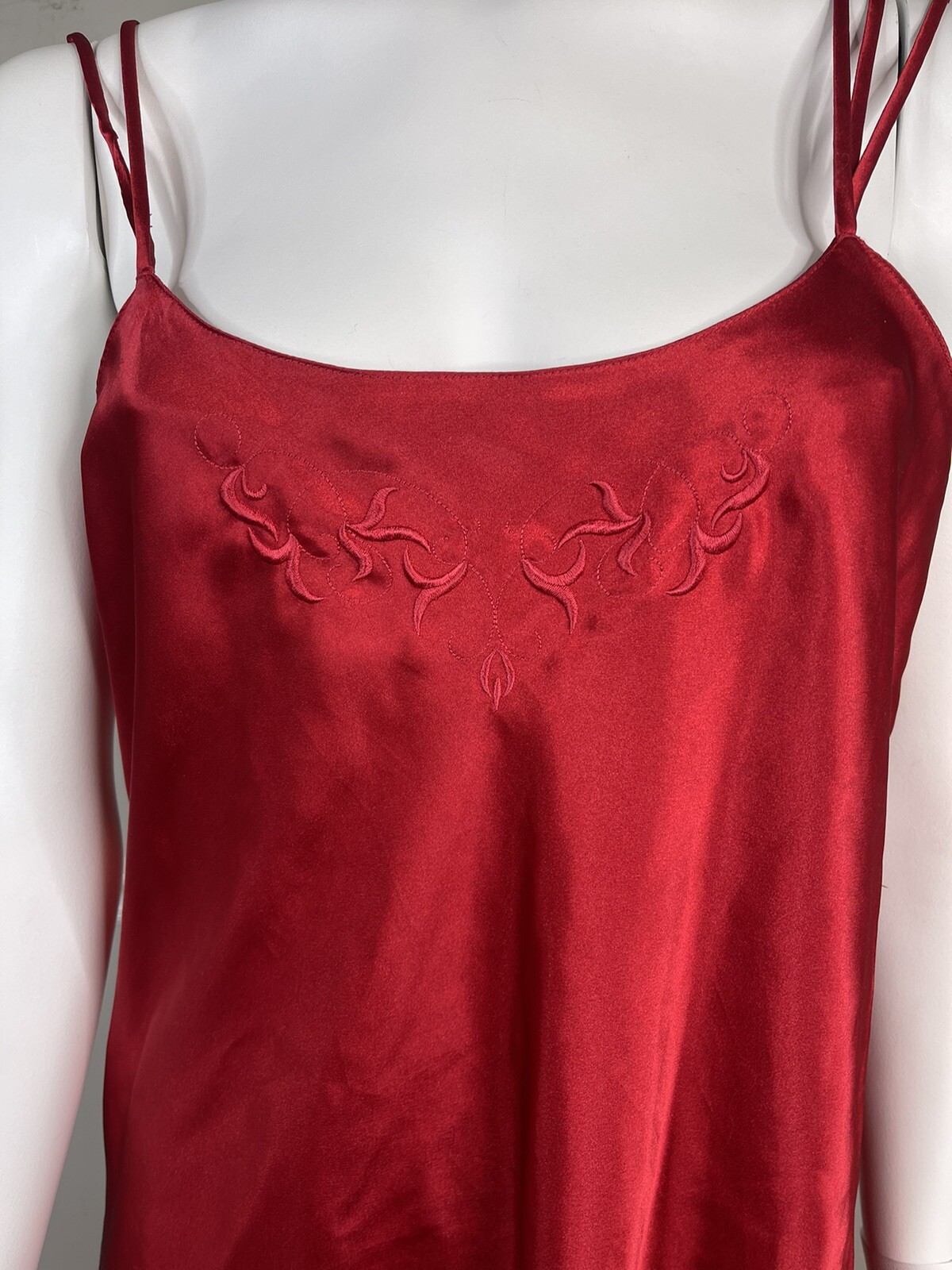 Vintage Kathy Ireland intimates Nightgown Dress Red satin Large sexy Y2k