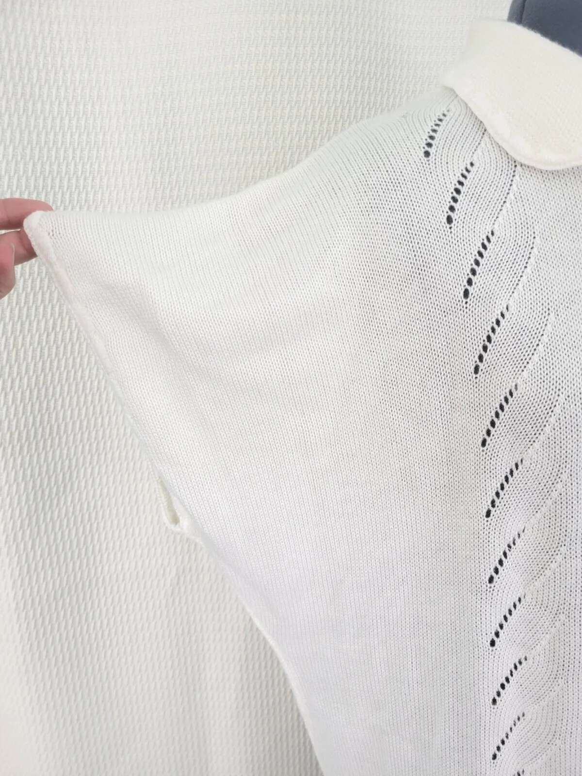 Vtg Wentworth Gallery Creamy White Drop Sleeve Collared Sweater Sz XXL? 48″Bust