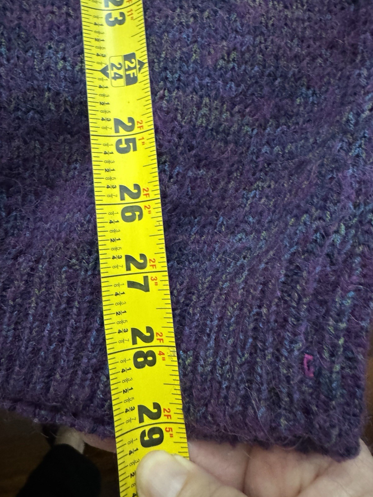 Vintage 80s MARIEA KIM Purple Flower Power Wool Blend Mock Turtle Neck Sweater M