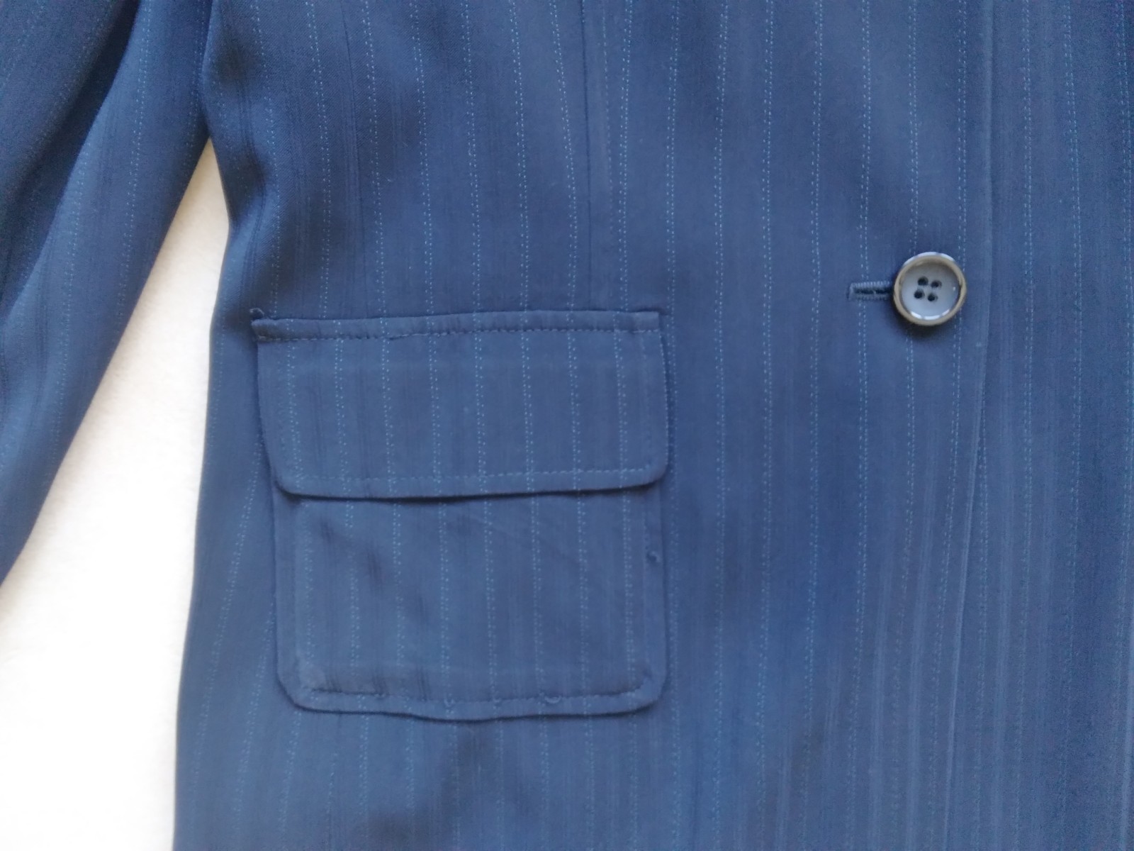 Bill Blass Womens Blazer Sz 14 Sport Jacket Dress Coat Navy w/ Pinstripes