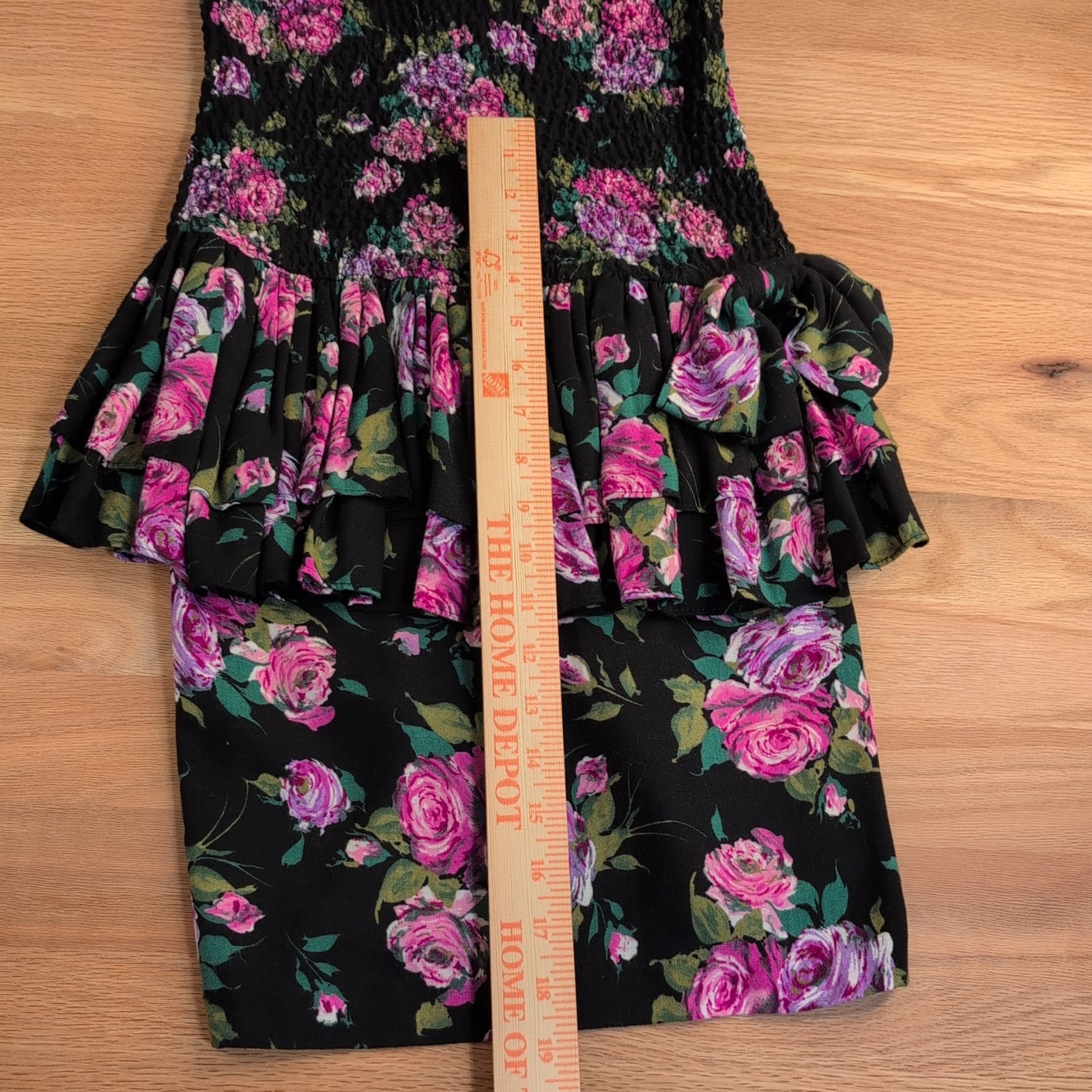 VTG Expo 90s Dress Women 2 Romance Floral Cottagecore Smocked Puff Sleeve Ruffle