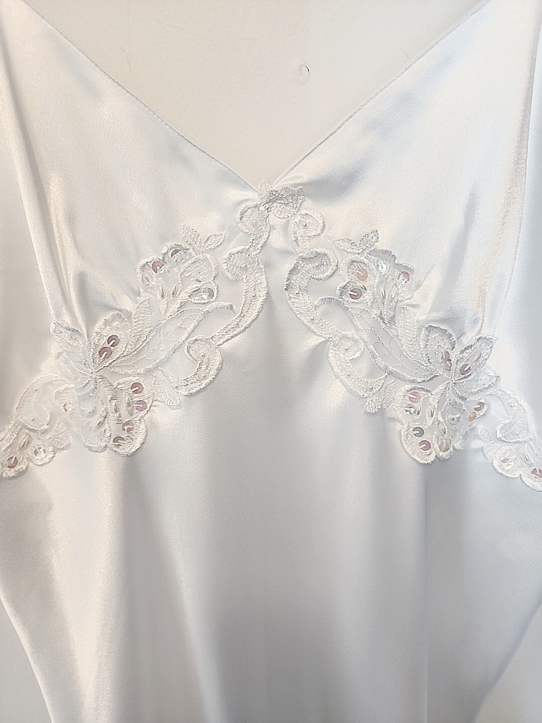 NWT VTG Intimo Amore Slip Dress Bridal White w/Sequin Chemise Y2K Women’s LARGE