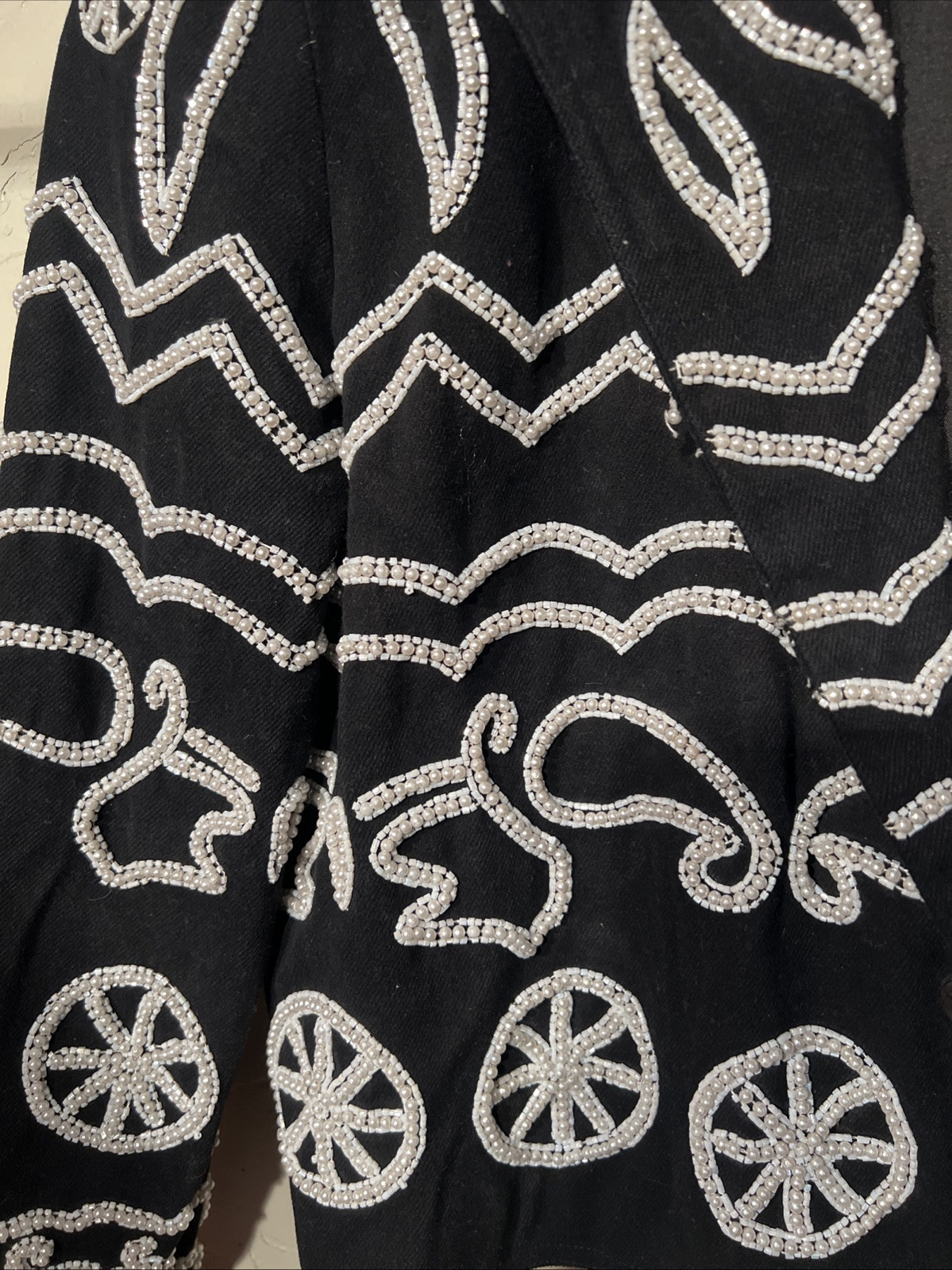 MODI BEADED SEQUINS-Vintage-Denim Jacket E/C Small 6-8 Heavy