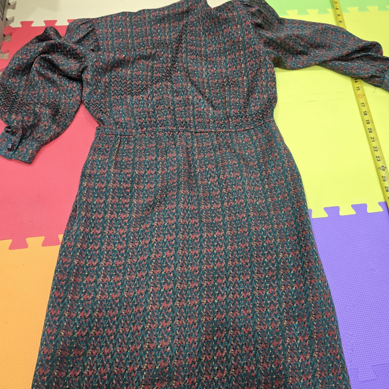 Vintage 80s Silk Dress Kang S.H. Ladies Wear Korean Designer Abstract Print…