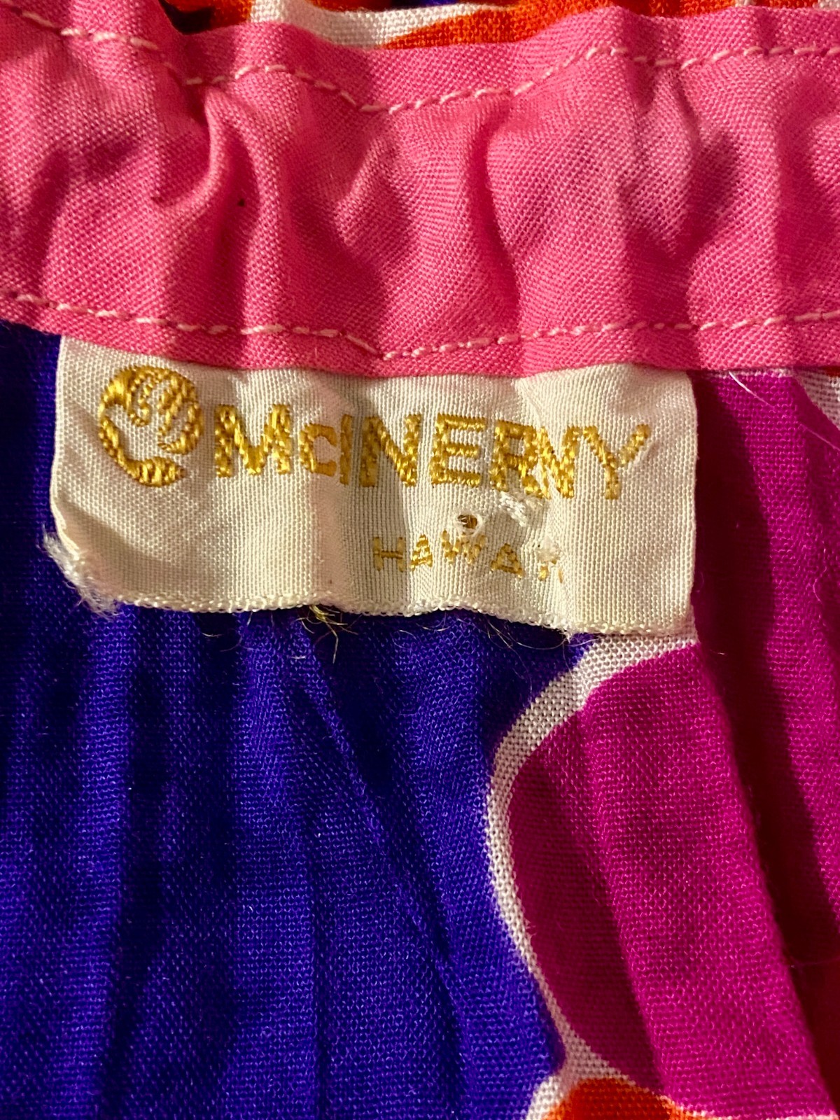Vintage McInerny Psychedelic OPEN SIDES Hawaiian Maxi Coverup Caftan Dress L