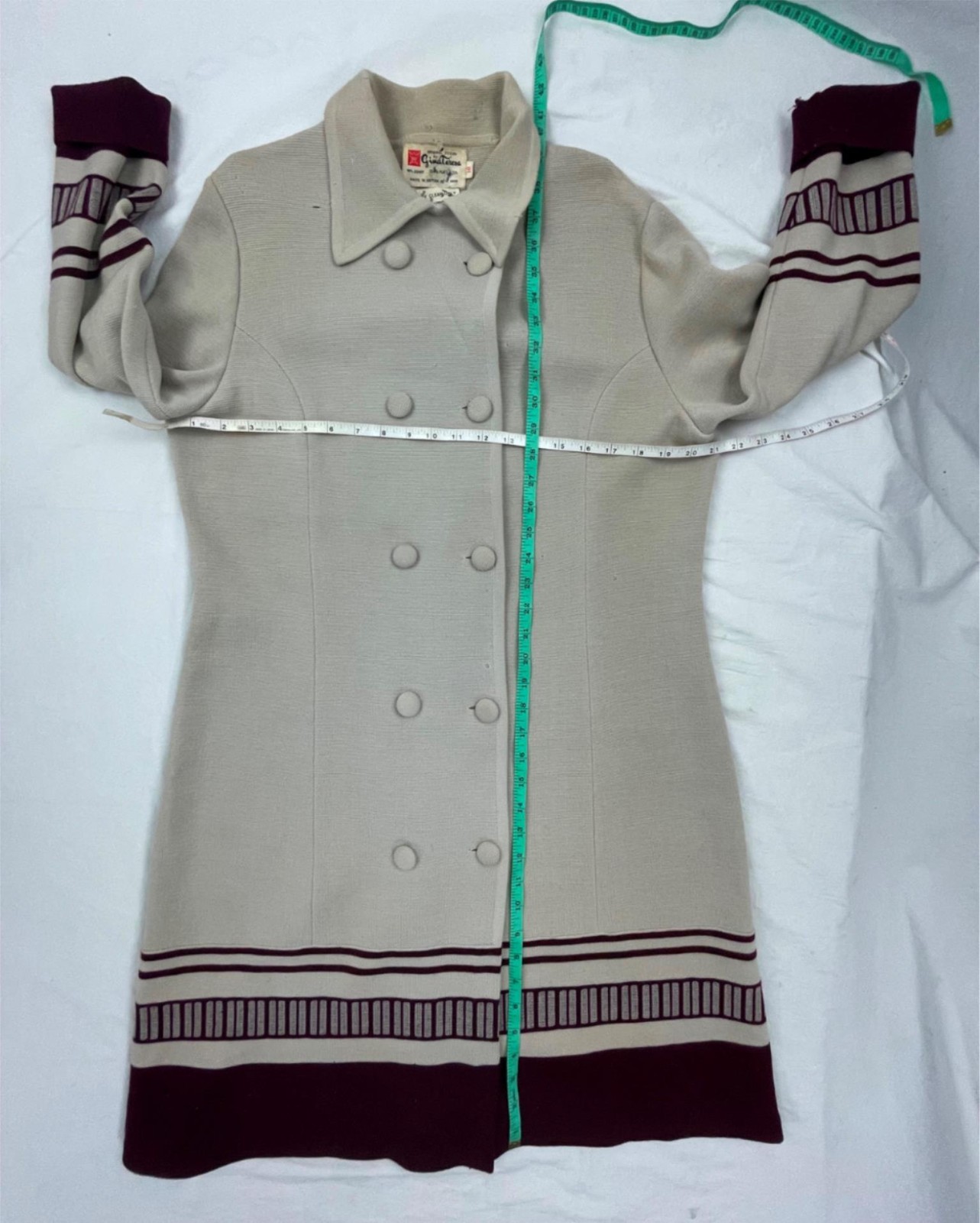 VTG 20S STYLE 60S WOMENS S ART DECO RETRO FLAPPER WOOL LONG DRESS COAT JACKET