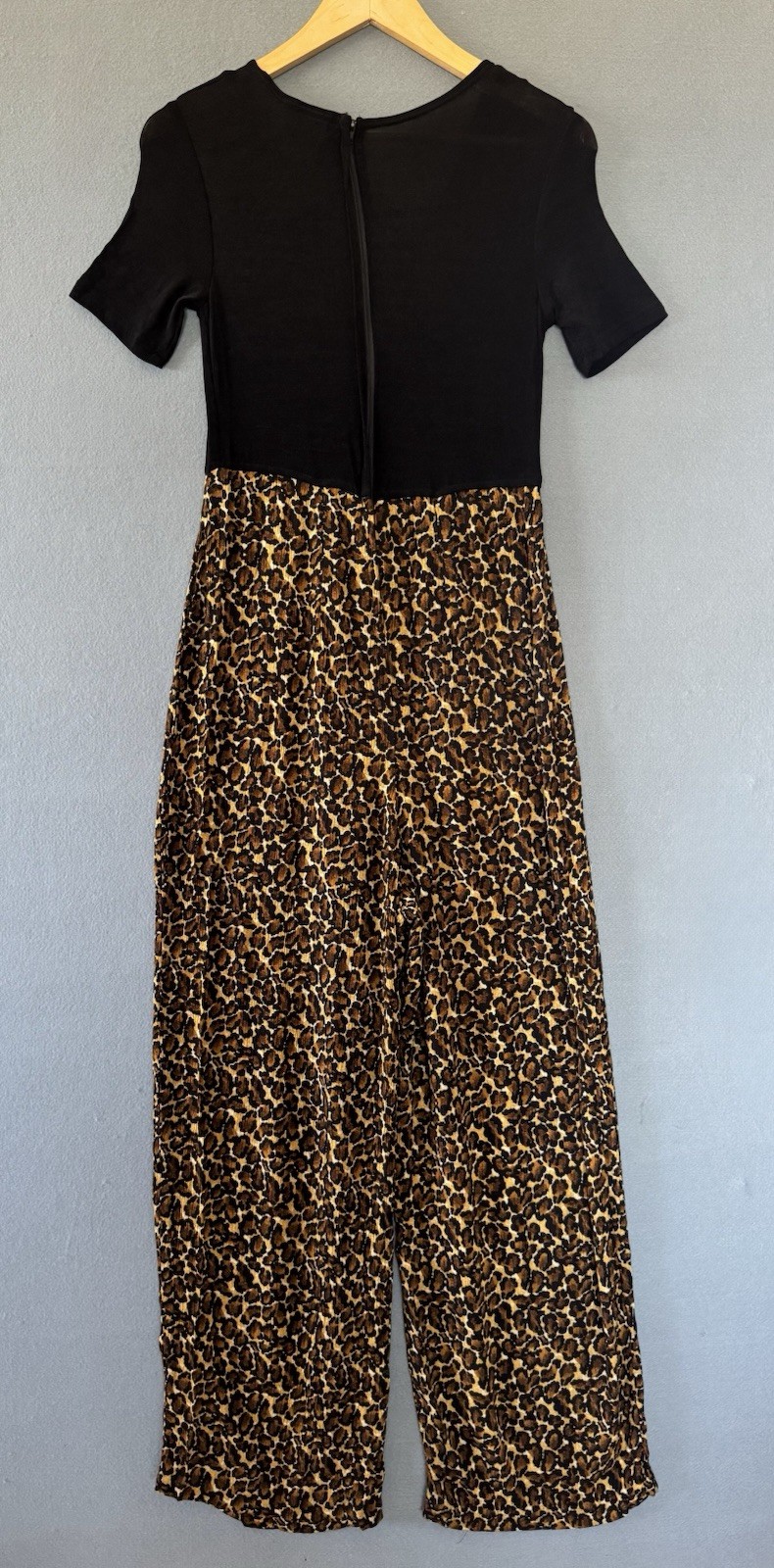 Vintage 80s Ellen Ashley Leopard Print Jumpsuit Wide Leg Disco USA Womens M