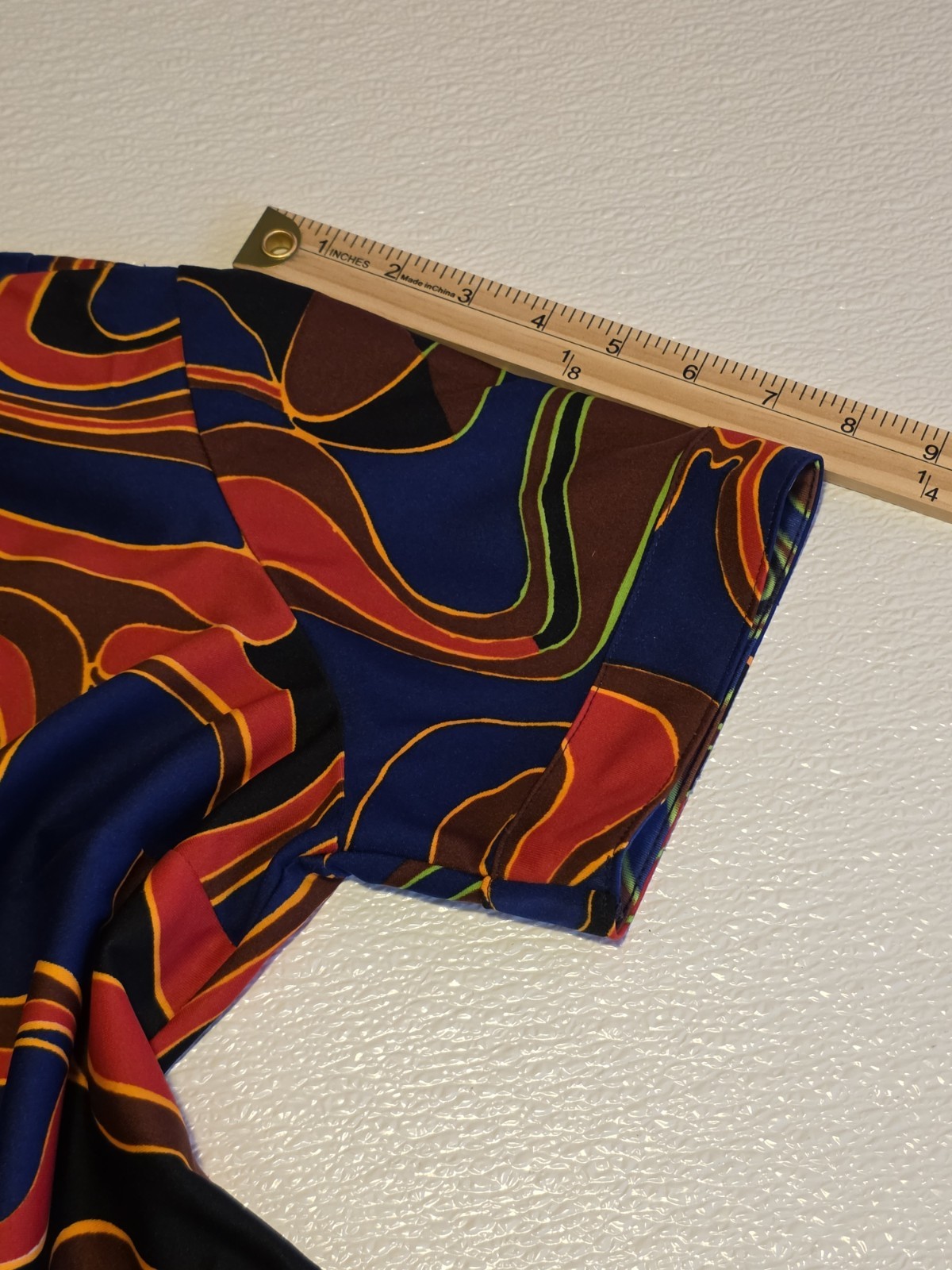 Vintage Lanvin Colorful Psychedelic Geometric Pointed Collar Short Sleeve Dress
