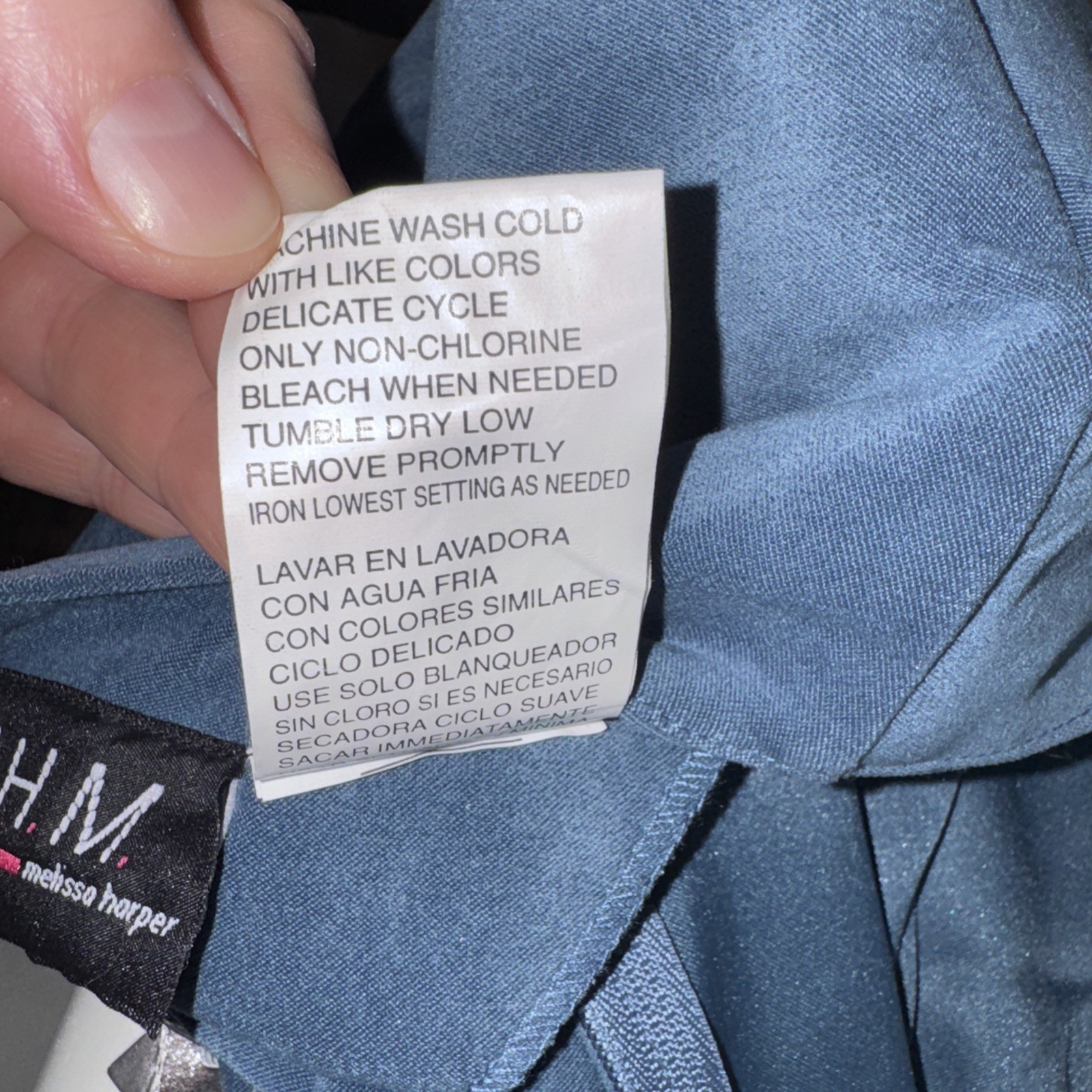 M.H.M. Melissa Harper Vintage Blue Gray Size 16 Dress With Scarf NWT 80s S-pads