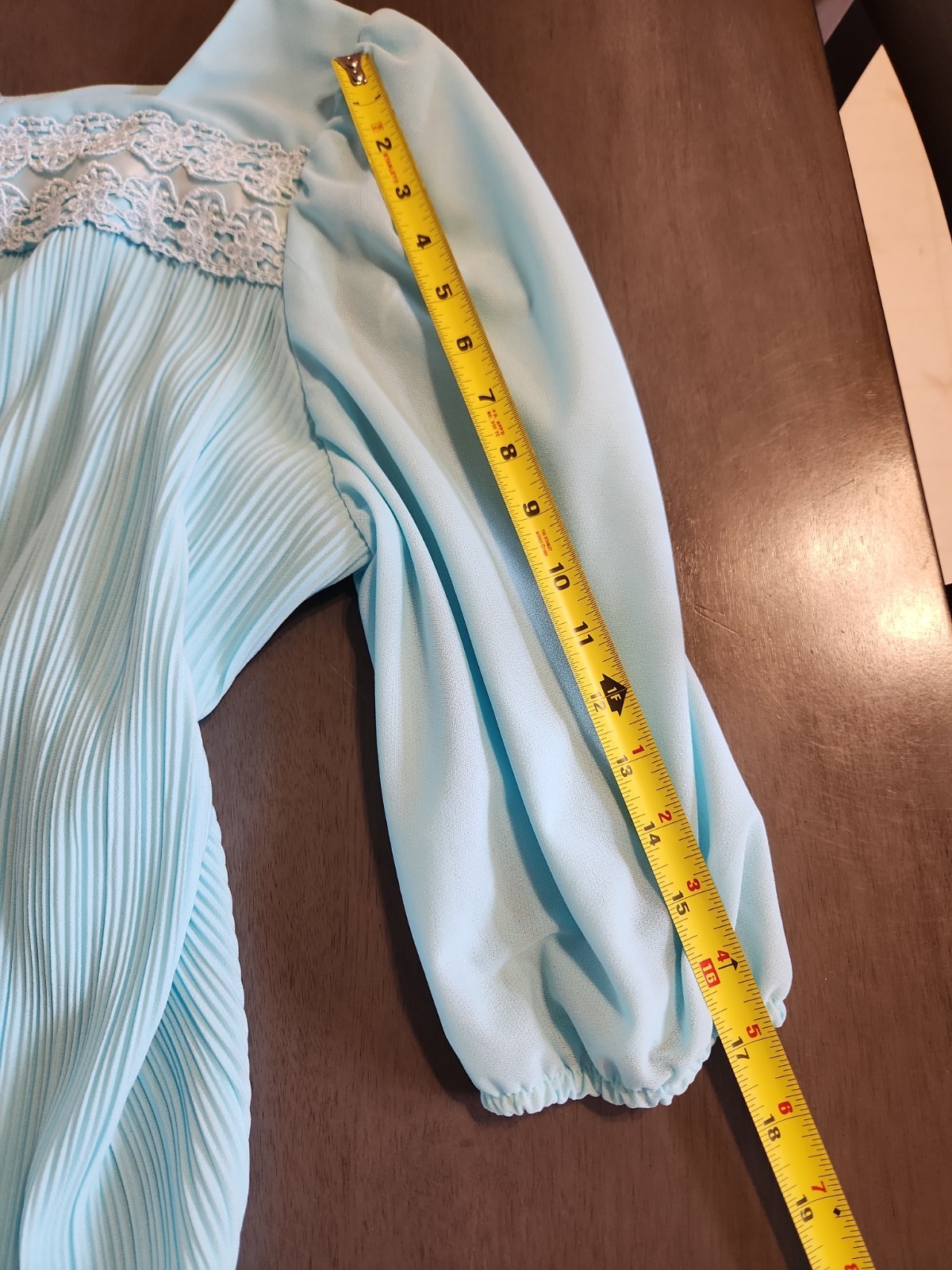 Vtg 70/80s Cue Fashion Pleated USA Made Dress Lace Women Sz 16 Golden Girl Style